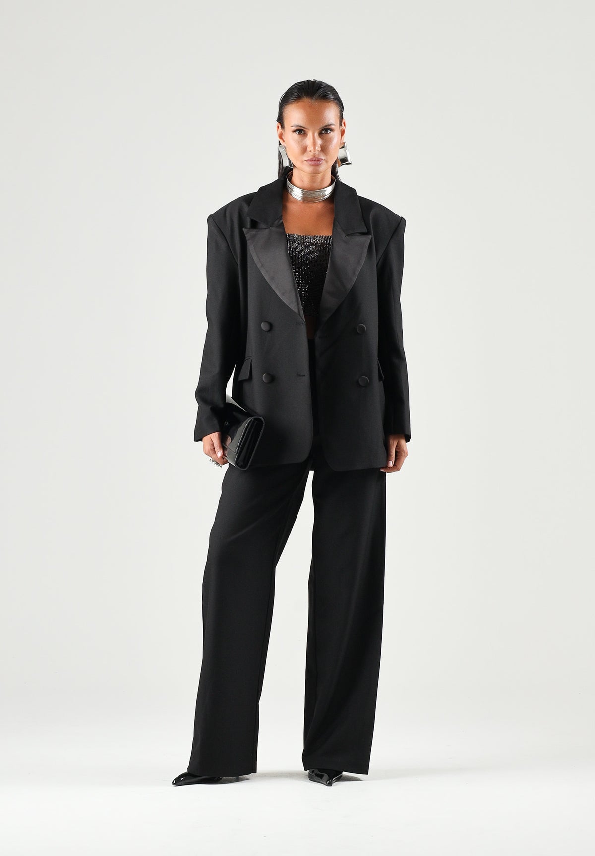 TWENTY FOURHAITCH Pantaloni PALAZZO TROUSERS nero da donna con gamba ampie e pieghe frontali. A0230NER62A . TWENTY FOURHAITCH