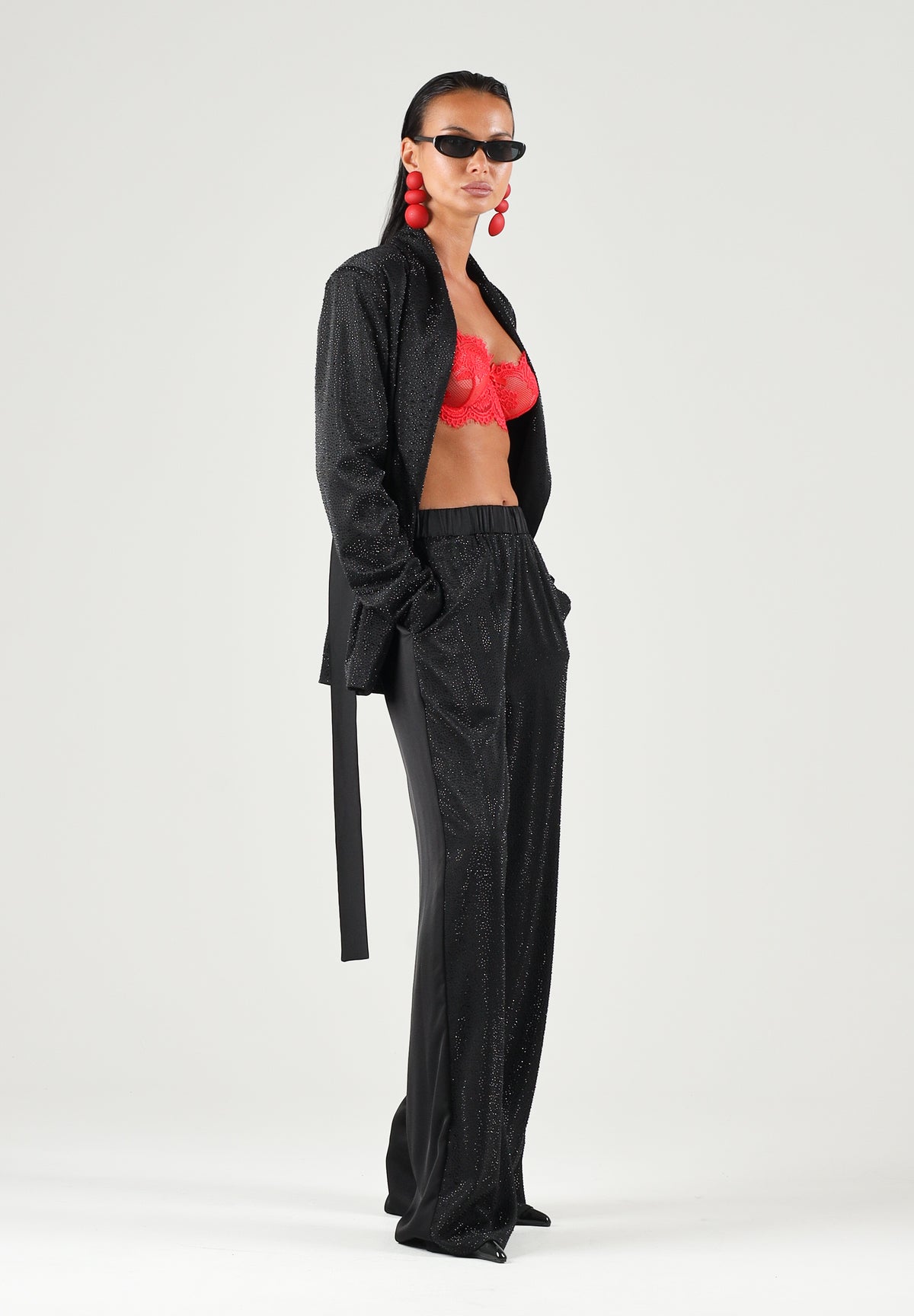 TWENTY FOURHAITCH Pantaloni palazzo neri da donna con vita elasticizzata e tessuto fluido A200NER 62A . TWENTY FOURHAITCH
