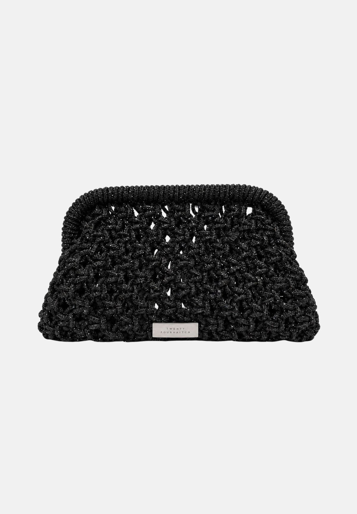 TWENTY FOURHAITCH Pochette nera per donna con lavorazione intrecciata e chiusura a scatto BAG06162N . TWENTY FOURHAITCH