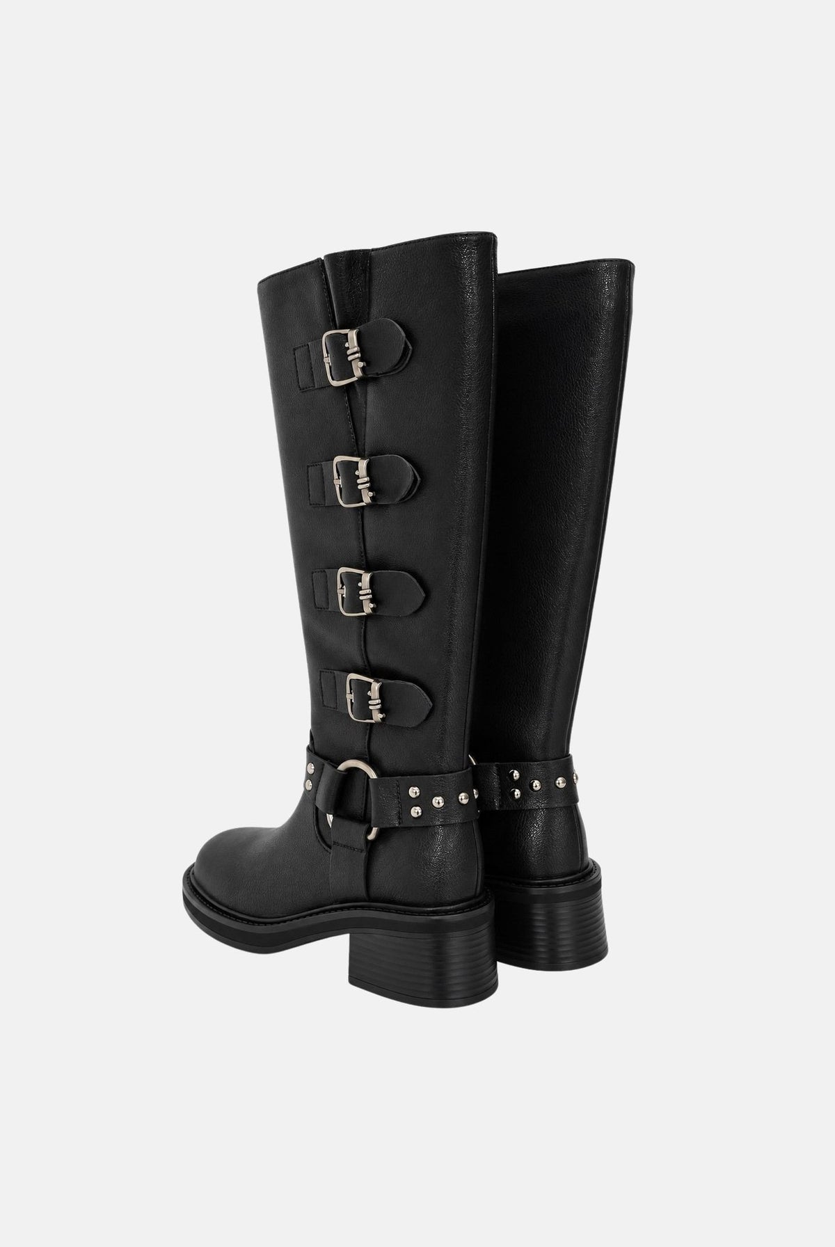 TWENTY FOURHAITCH Anfibi neri per donna con cinturini e fibbie metalliche laterali. S0154NER62A . TWENTY FOURHAITCH