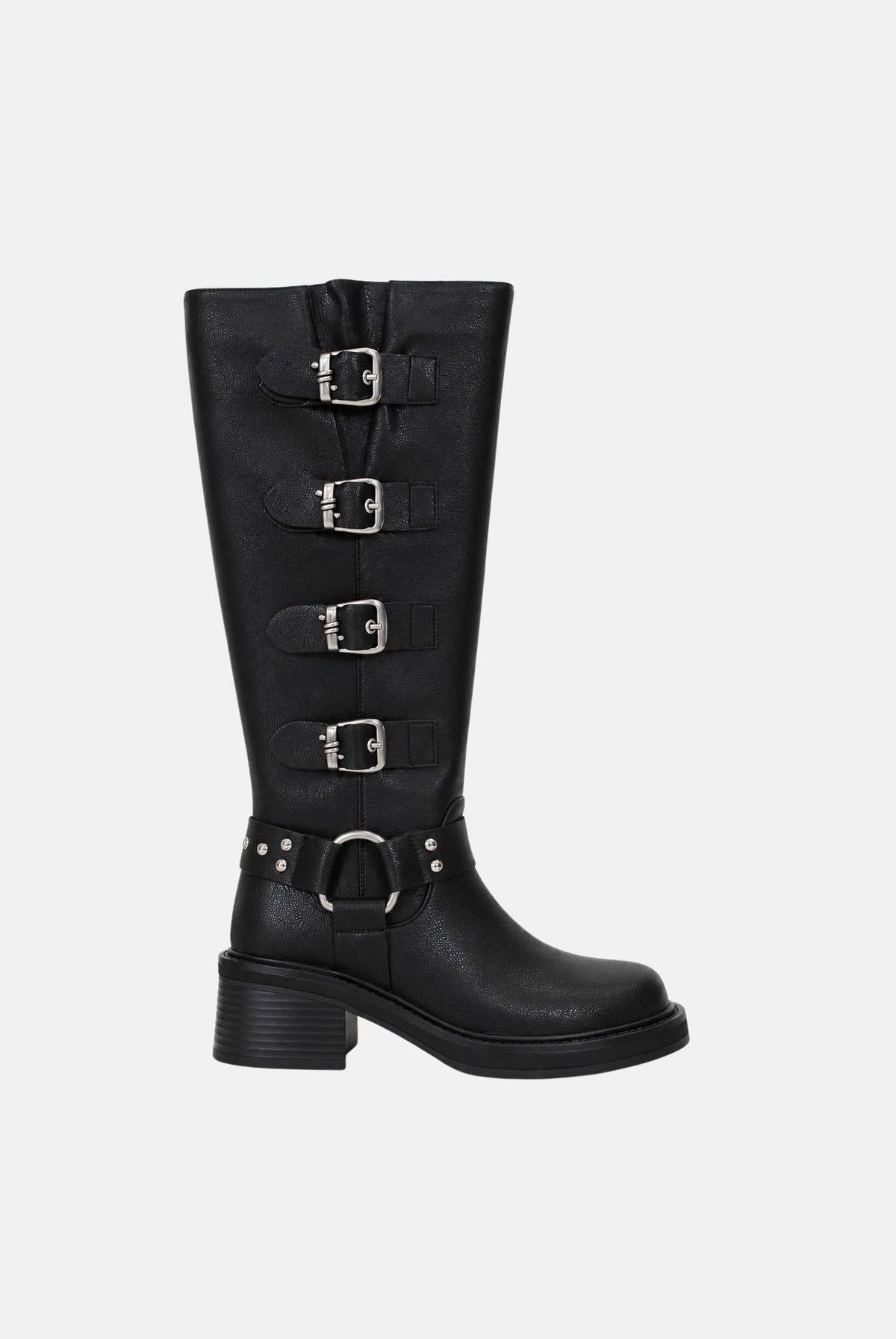 TWENTY FOURHAITCH Anfibi neri per donna con cinturini e fibbie metalliche laterali. S0154NER62A . TWENTY FOURHAITCH