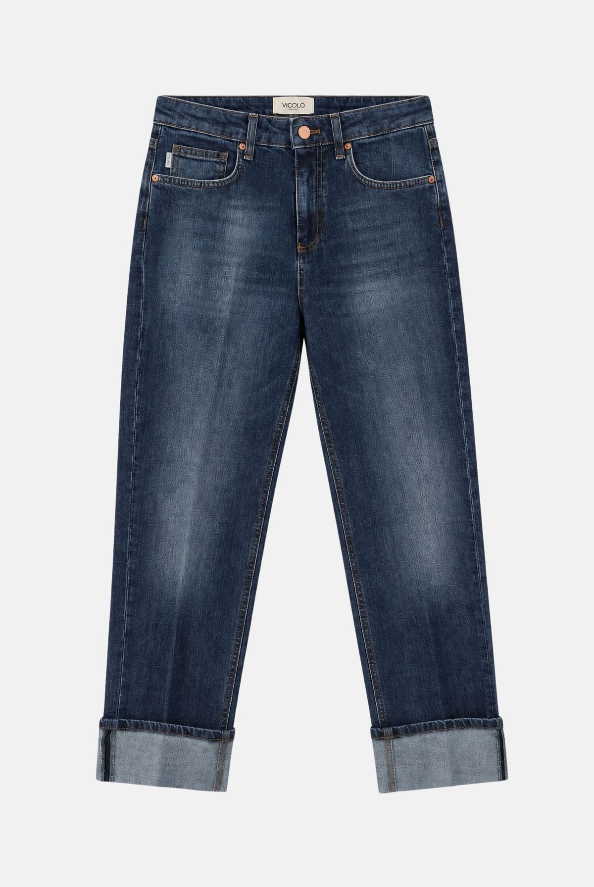 VICOLO Jeans MAGGIE blu per donna con vita alta e risvolto sul fondo. DAC5034 ADEBL VICOLO