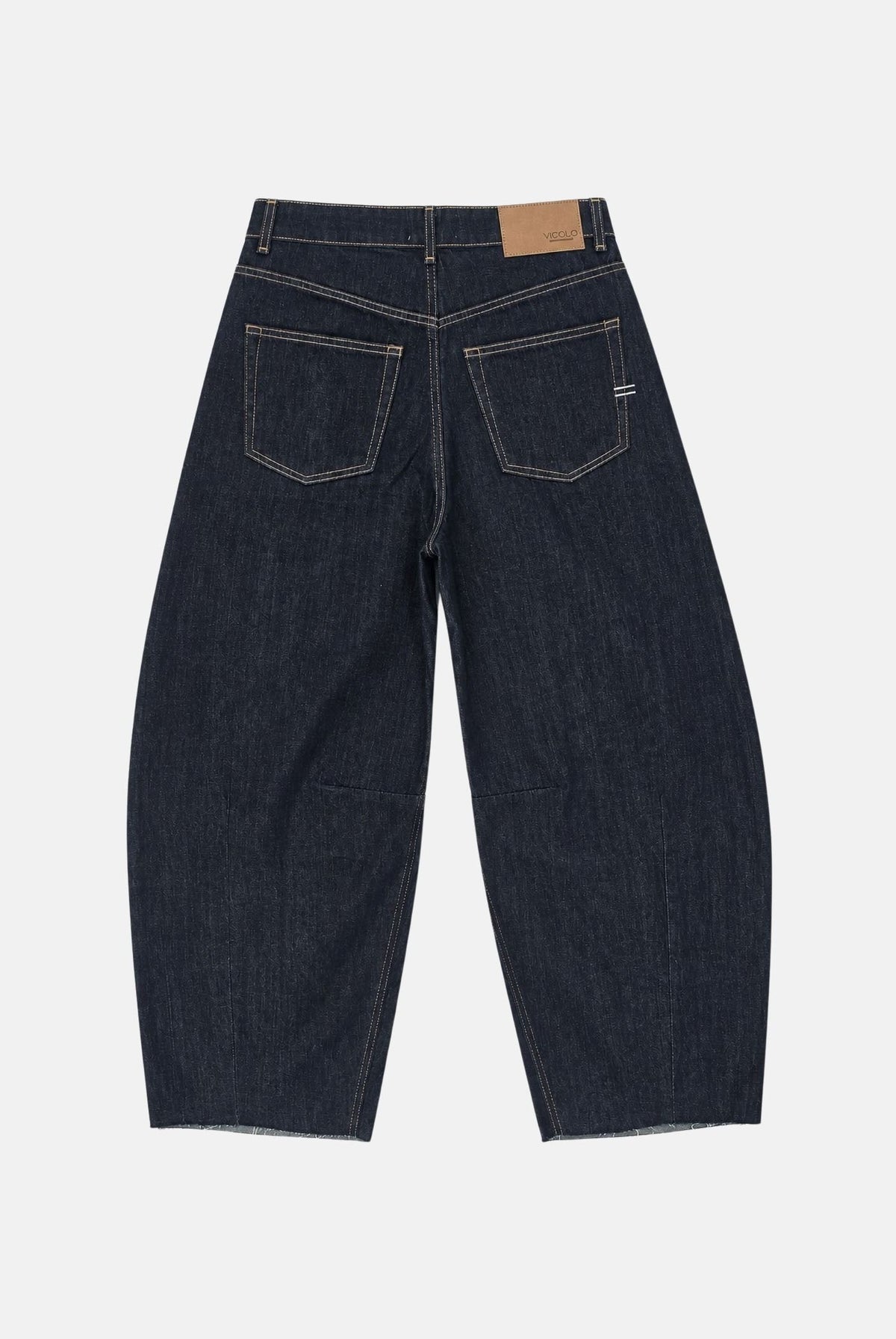 VICOLO Jeans DELIA blu scuro per donna con cuciture a contrasto e fondo a taglio vivo. DAC5128 ADERI VICOLO