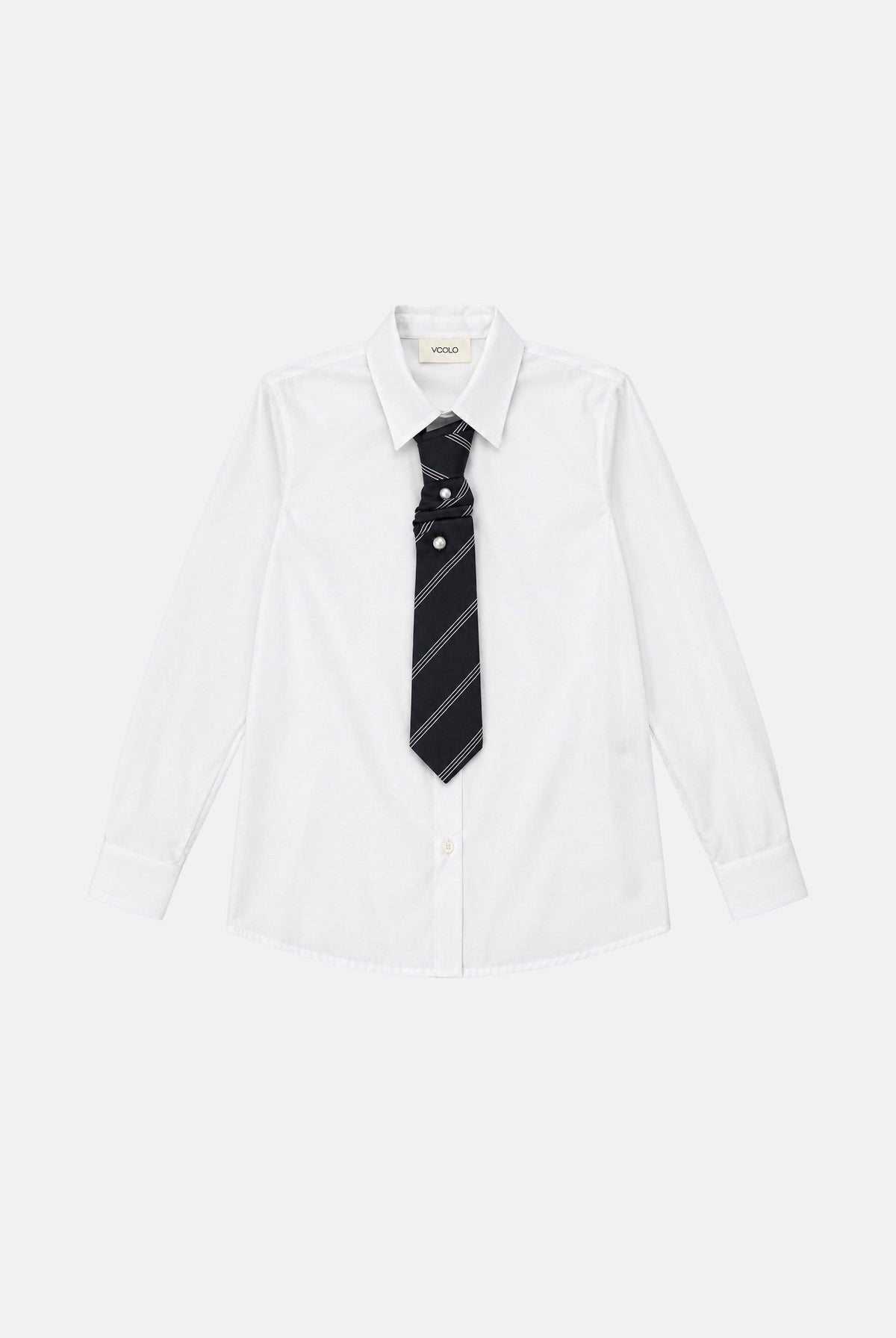 VICOLO Camicia manica lunga bianca da donna con cravatta e spilla coordinate RAC0015 A01 VICOLO