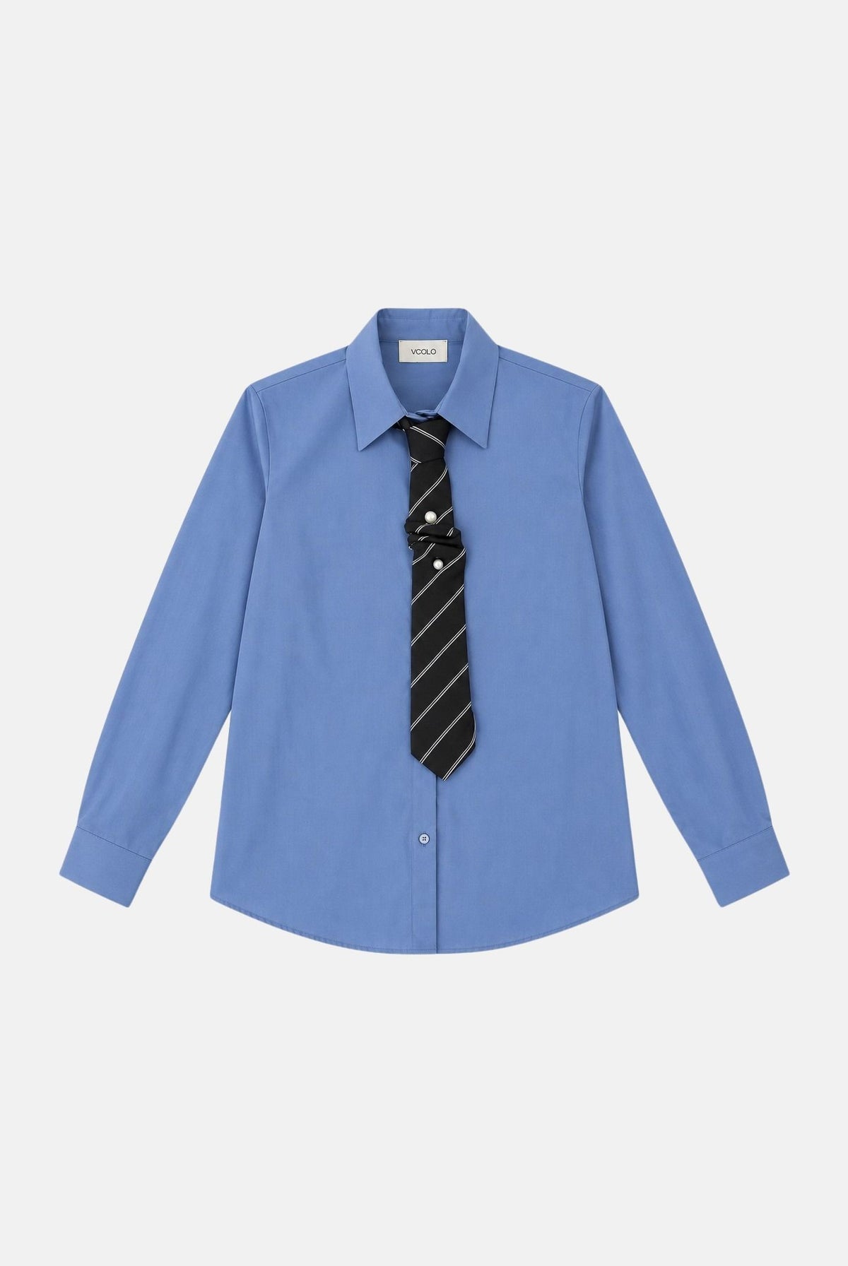 VICOLO Camicia a manica lunga azzurra da donna con cravatta e spilla coordinate RAC0015 ACU82 VICOLO