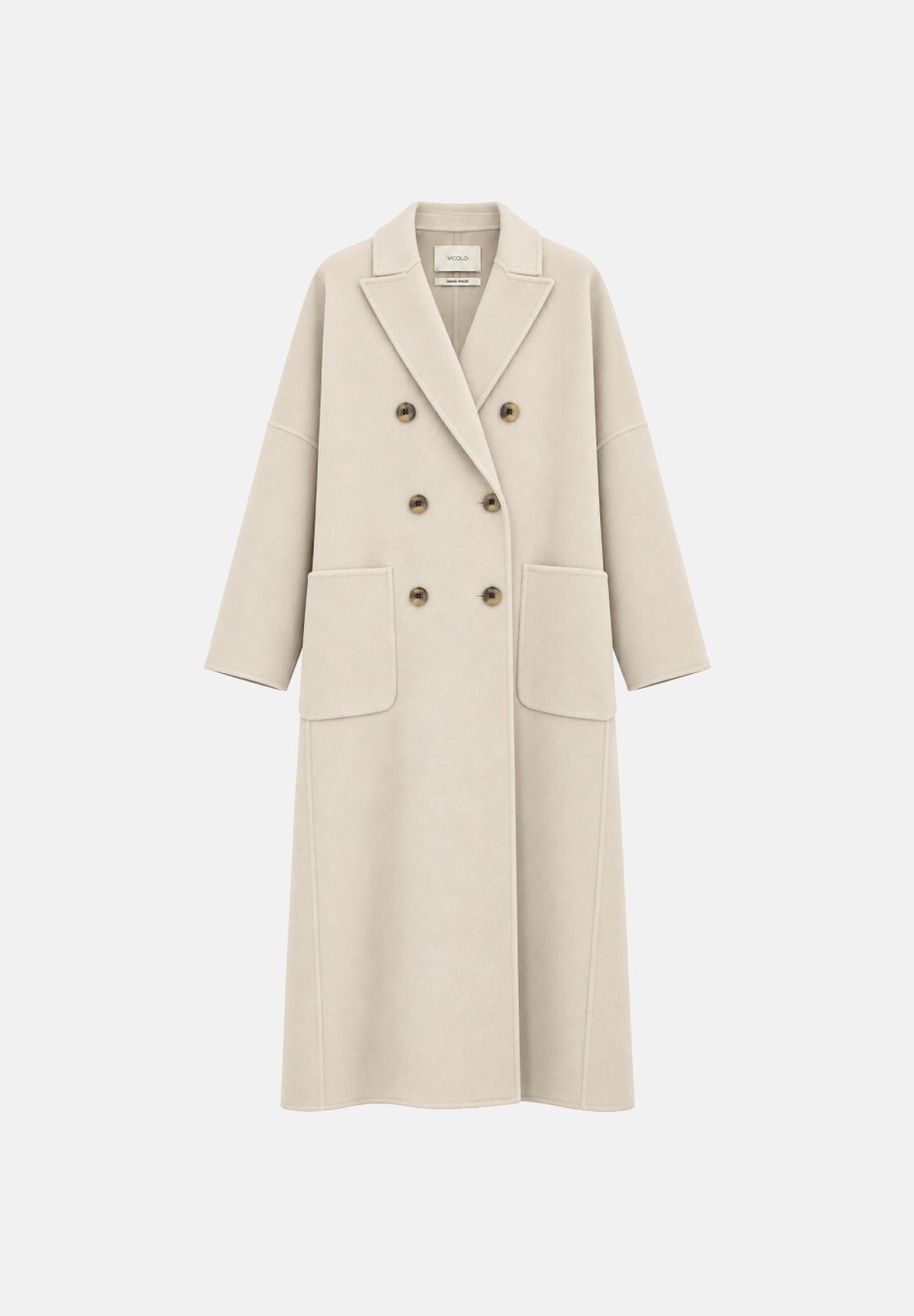 VICOLO Cappotto doppiopetto in misto lana beige chiaro da donna TAC0001 ACU08 VICOLO