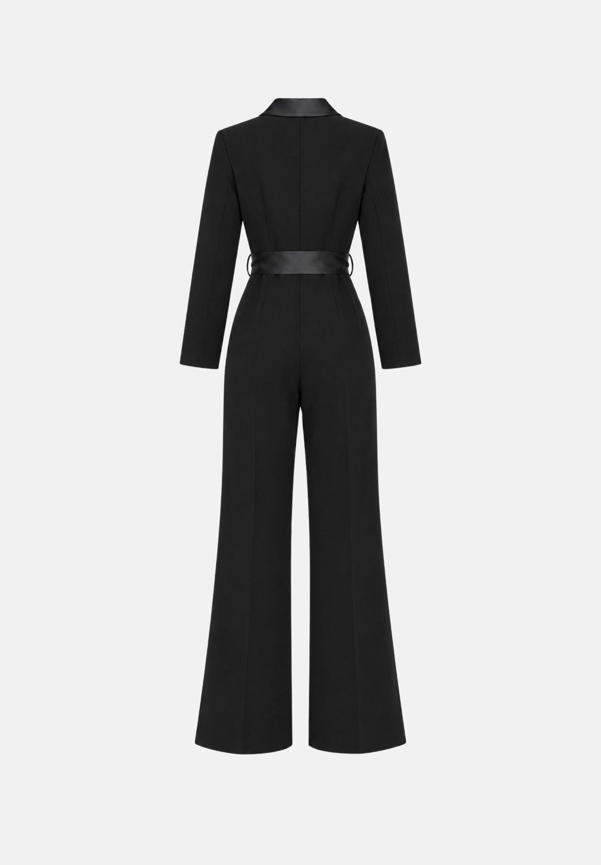 VICOLO Tuta elegante nera per donna con revers a lancia in raso e cintura removibile coordinata. TAC0401 A99 VICOLO