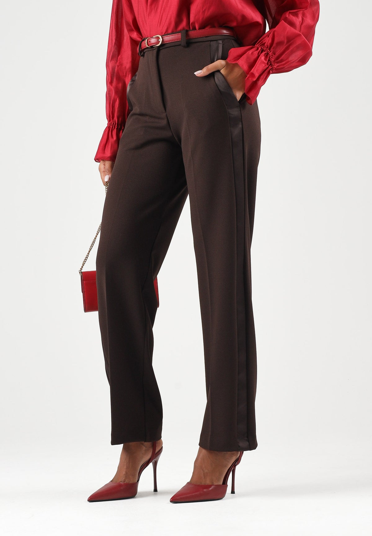 VICOLO Pantaloni WIDE LEG fondente-marrone da donna TAC0403 ACU69 VICOLO