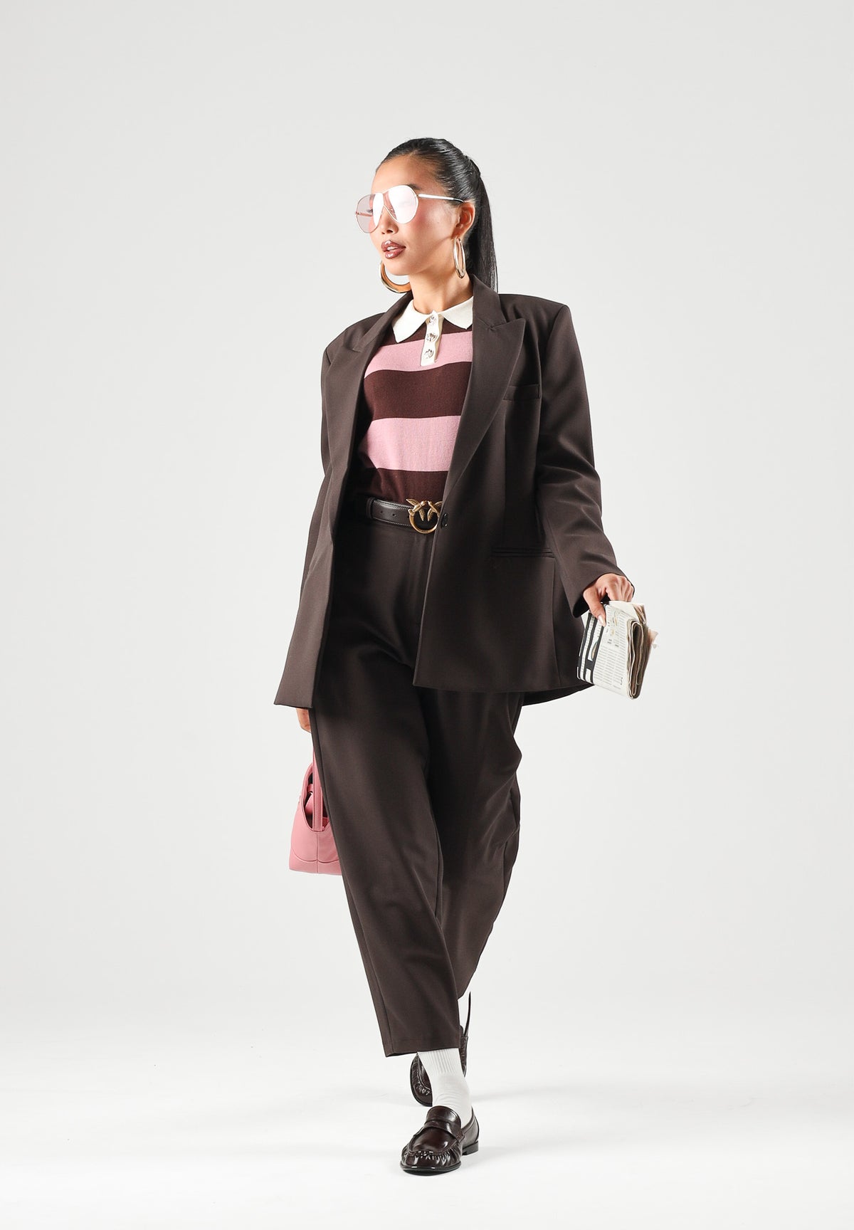 VICOLO Giacca sfiancata con revers a lancia marrone per donna con chiusura monopetto TAC0419 ACU69 VICOLO