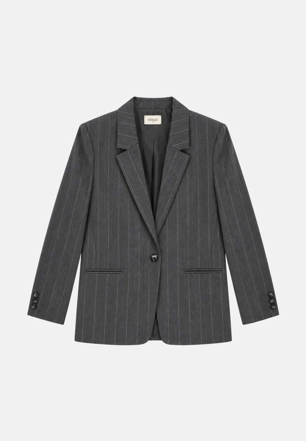 VICOLO Giacca monopetto grigio antracite per donna con motivo gessato e linea sartoriale. TAC0421 ACFANT VICOLO