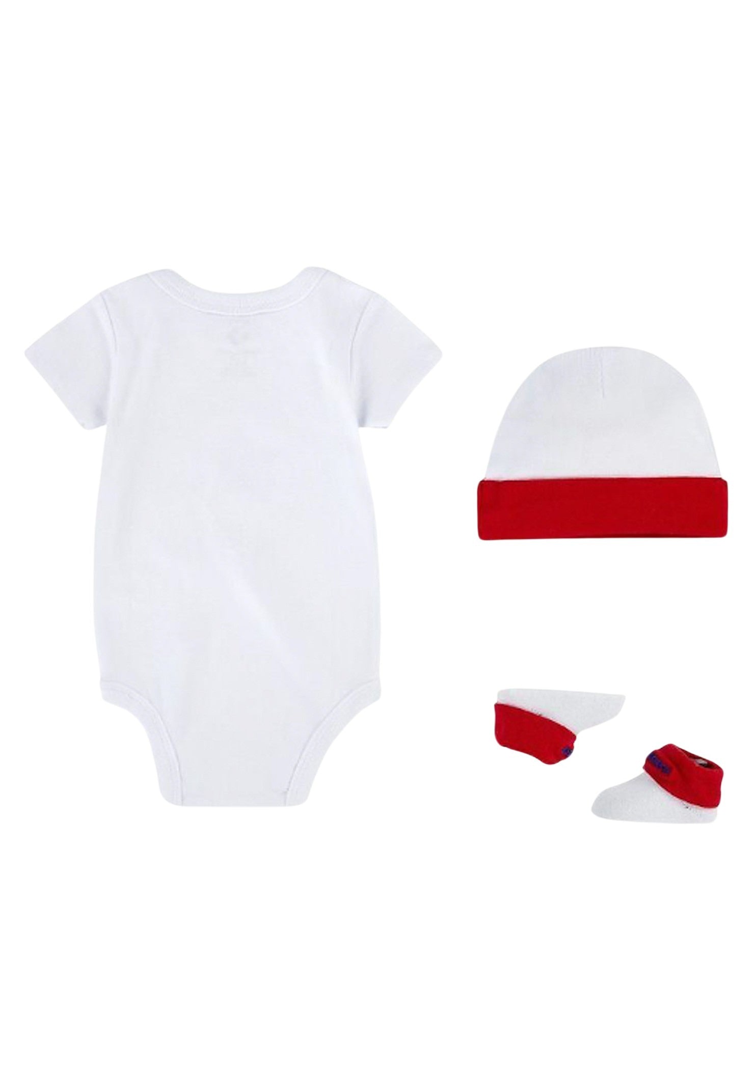 Set neonato bianco blu rosso, composto da cappellino body e calzini LC0028R4F CONVERSE