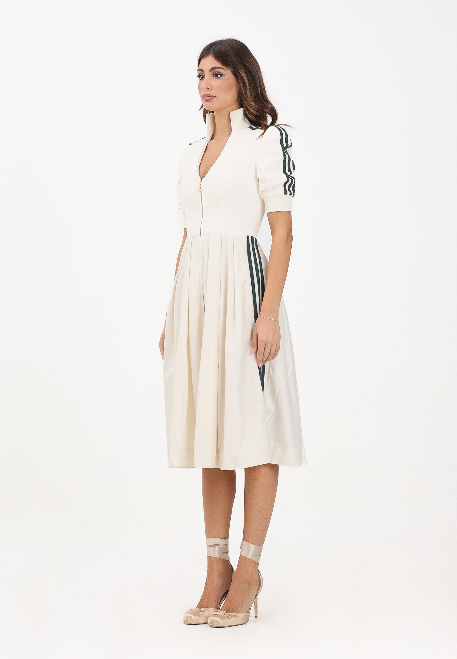 ADIDAS ORIGINALS Abito midi DIRNDL panna da donna KF2301 . ADIDAS ORIGINALS