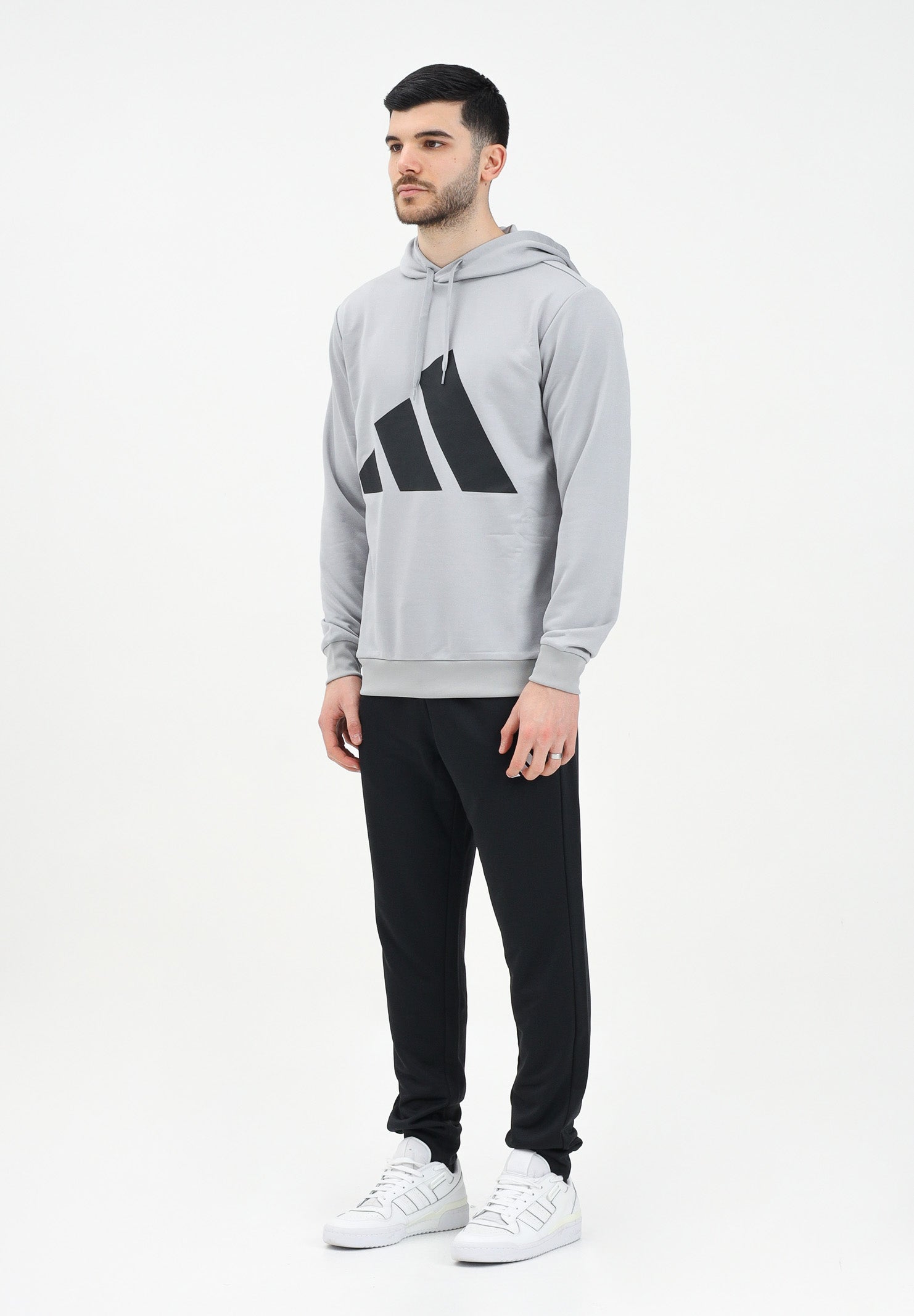 ADIDAS PERFORMANCE Tuta Sportswear Big Logo French Terry nera e grigia da uomo JI8870 . ADIDAS PERFORMANCE