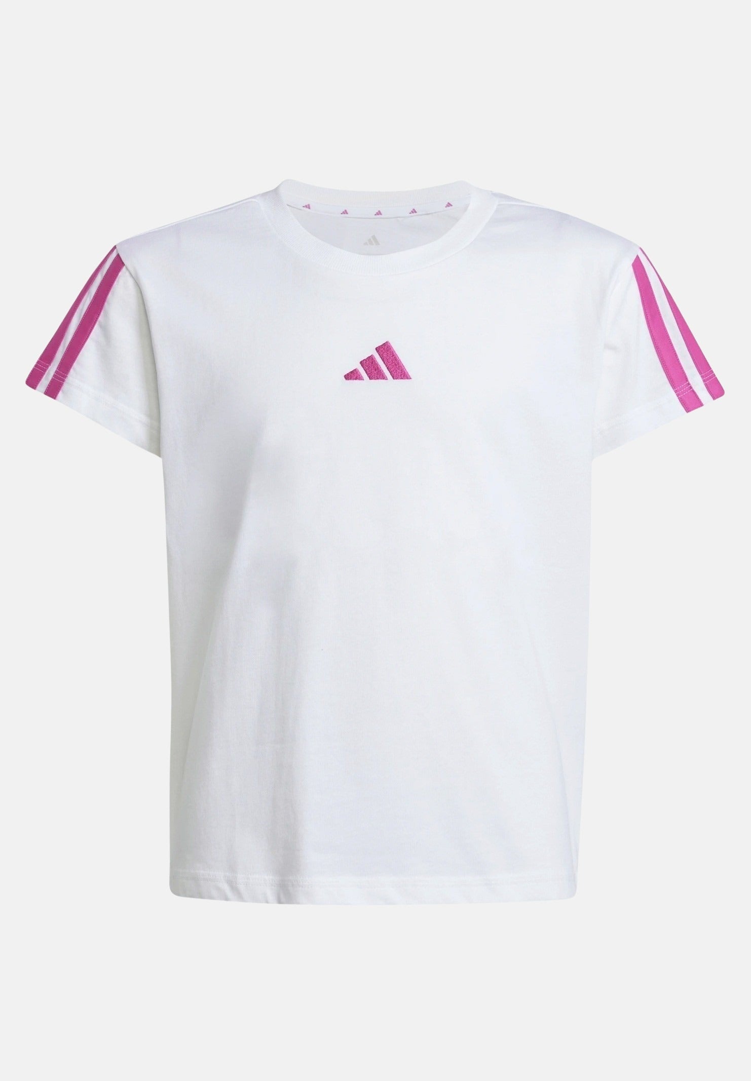 ADIDAS PERFORMANCE T-shirt a manica corta Essentials bianca e fucsia da bambina JN6494 . ADIDAS PERFORMANCE