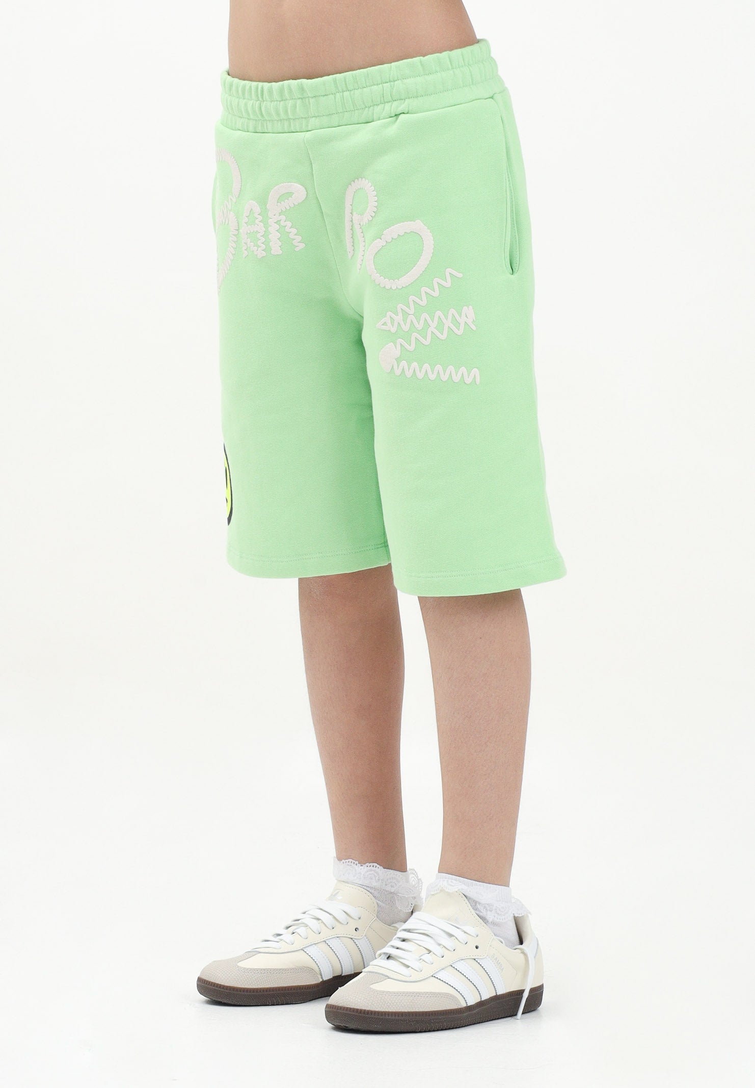 BARROW Shorts sportivo verde pastello per donna, ragazzi e bambini con ricamo logo S5BKJUBE039 081 BARROW