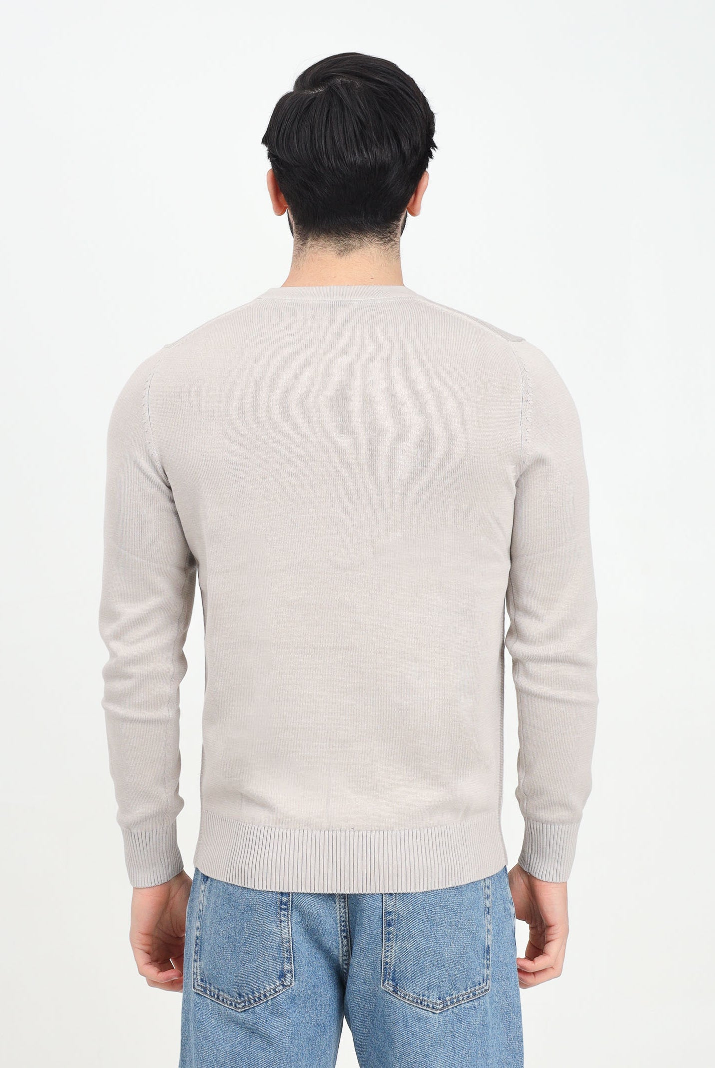 Maglioncino girocollo beige da uomo con logo J30J326745 PAN CALVIN KLEIN JEANS