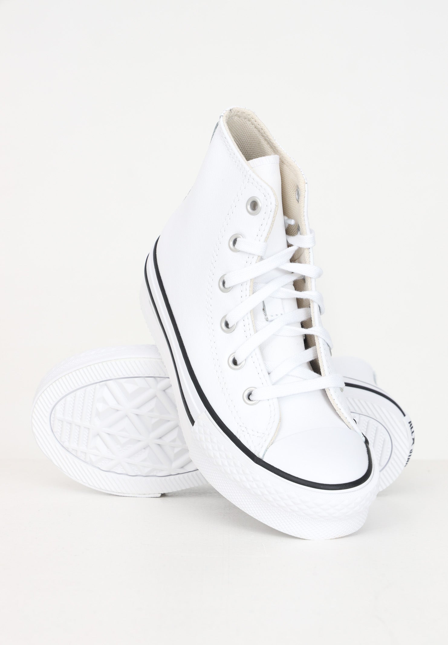 Sneakers Chuck Taylor All Star Platform Leather bianche per bambino e bambina A01016C . CONVERSE