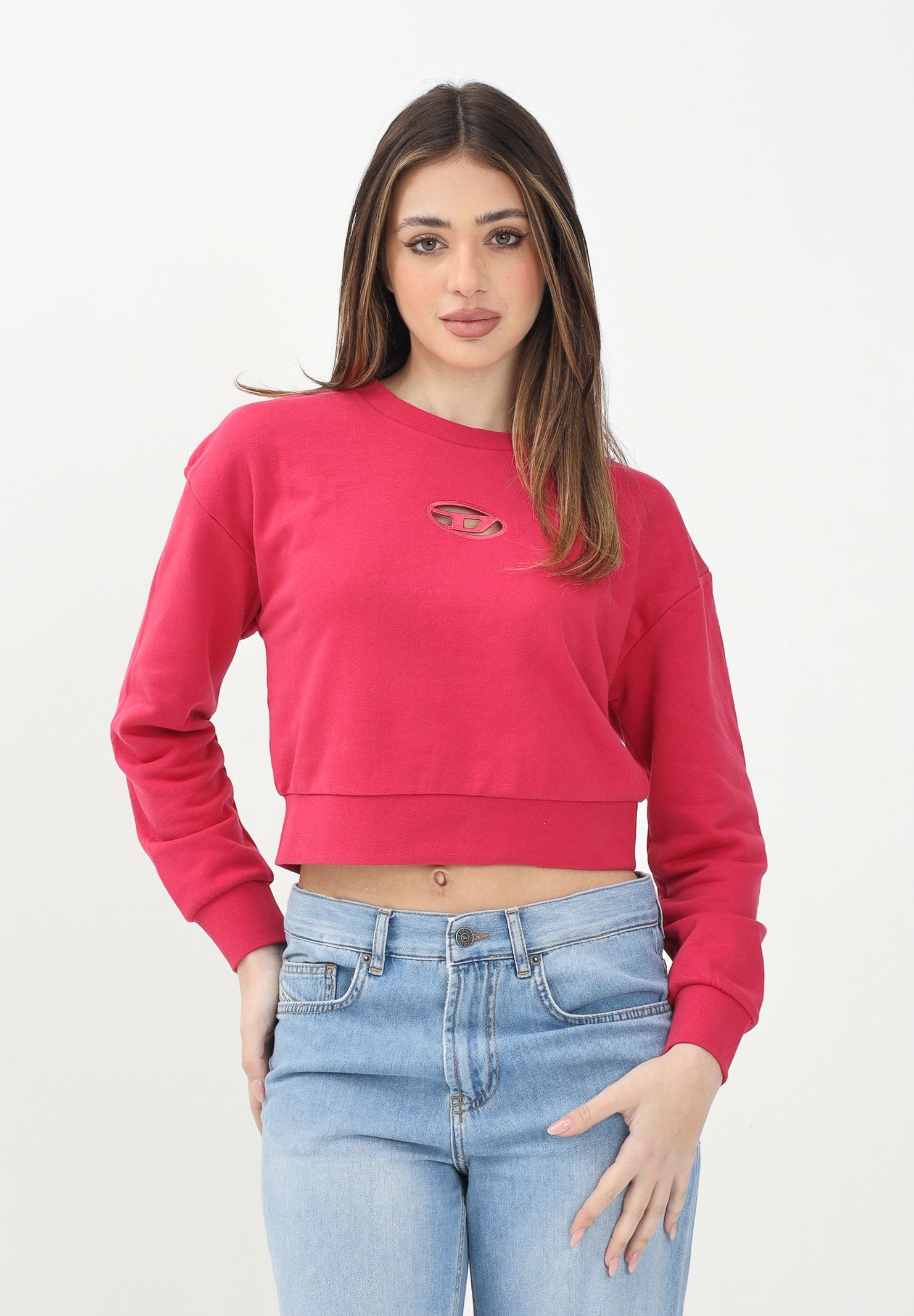 DIESEL Felpa girocollo Straslium rosso fragola per donna, ragazze e bambine J01826KYAX3 K362 DIESEL