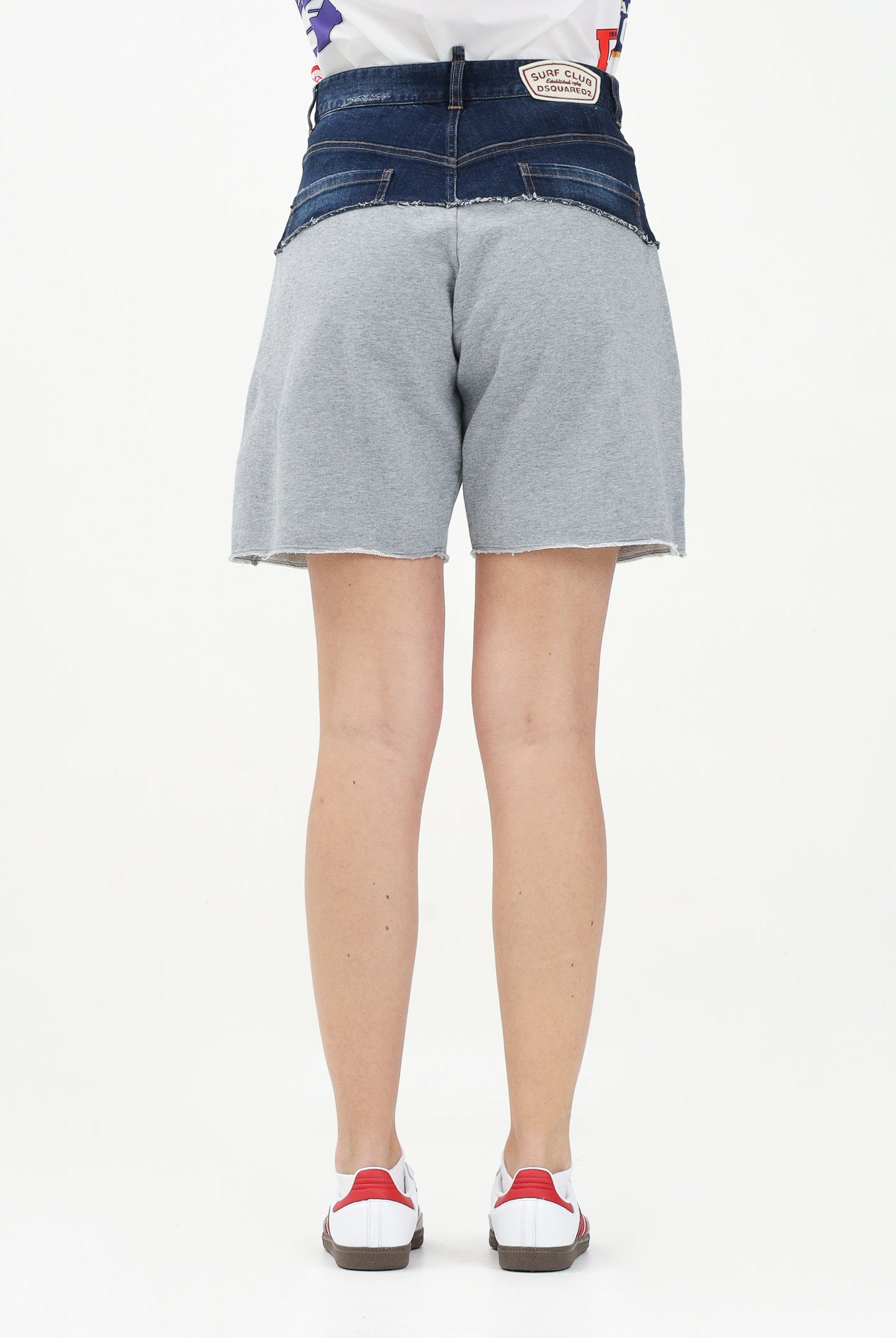 Bermuda in pile grigio e in denim per donna, ragazzi e bambini DQ2769D0ACI DQ937 DSQUARED2
