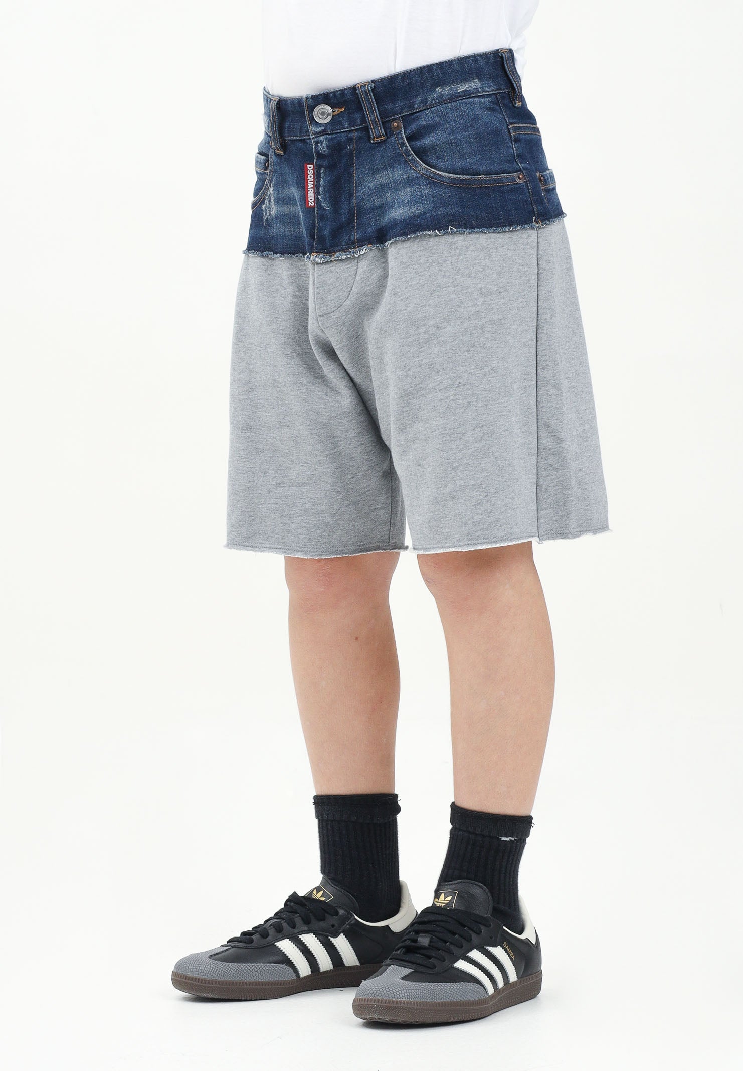 Bermuda in pile grigio e in denim per donna, ragazzi e bambini DQ2769D0ACI DQ937 DSQUARED2