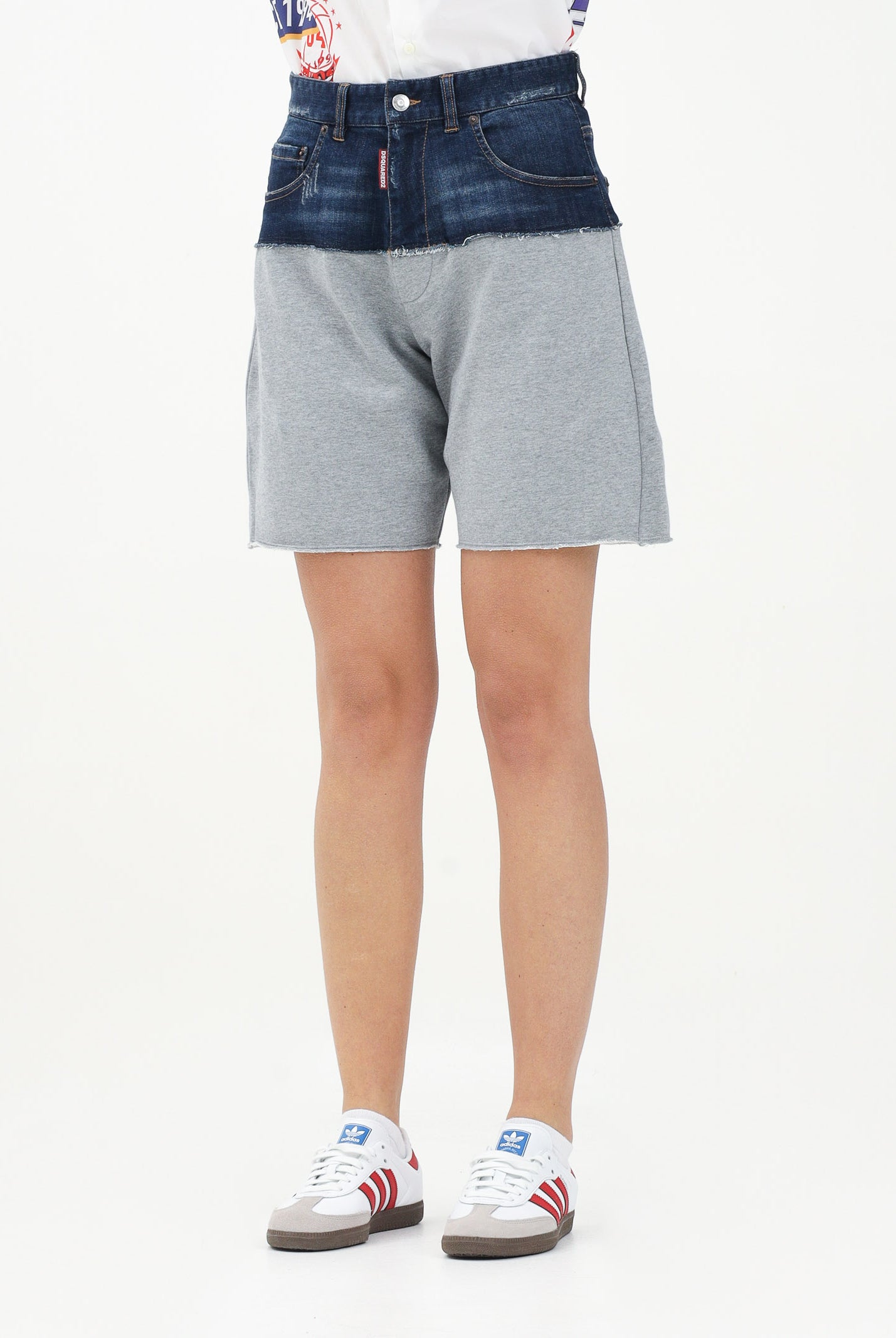 Bermuda in pile grigio e in denim per donna, ragazzi e bambini DQ2769D0ACI DQ937 DSQUARED2