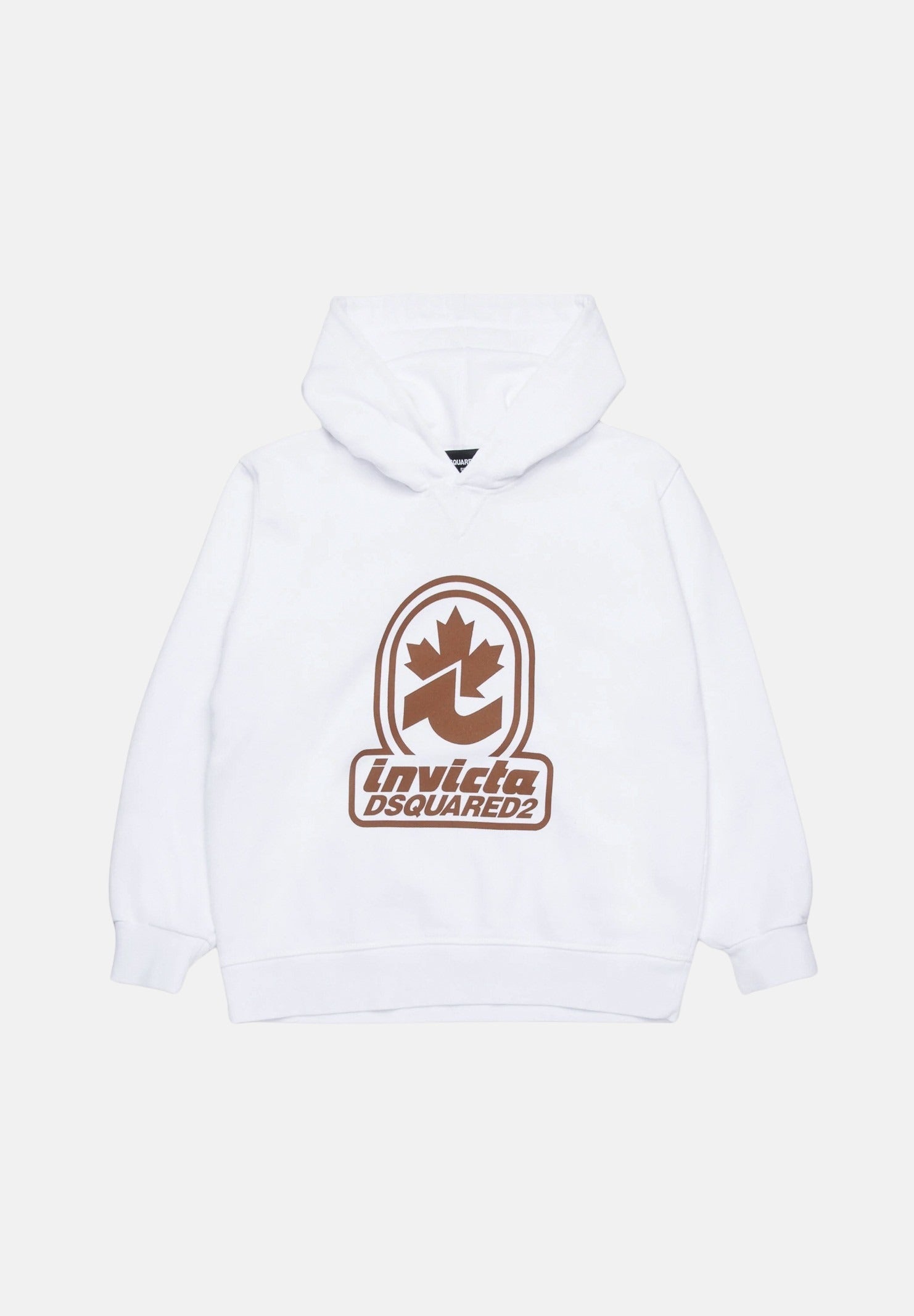 Felpa con cappuccio bianca per bambino e bambina rifinita da stampa logo DQ2907D0AD2-B DQ100 DSQUARED2