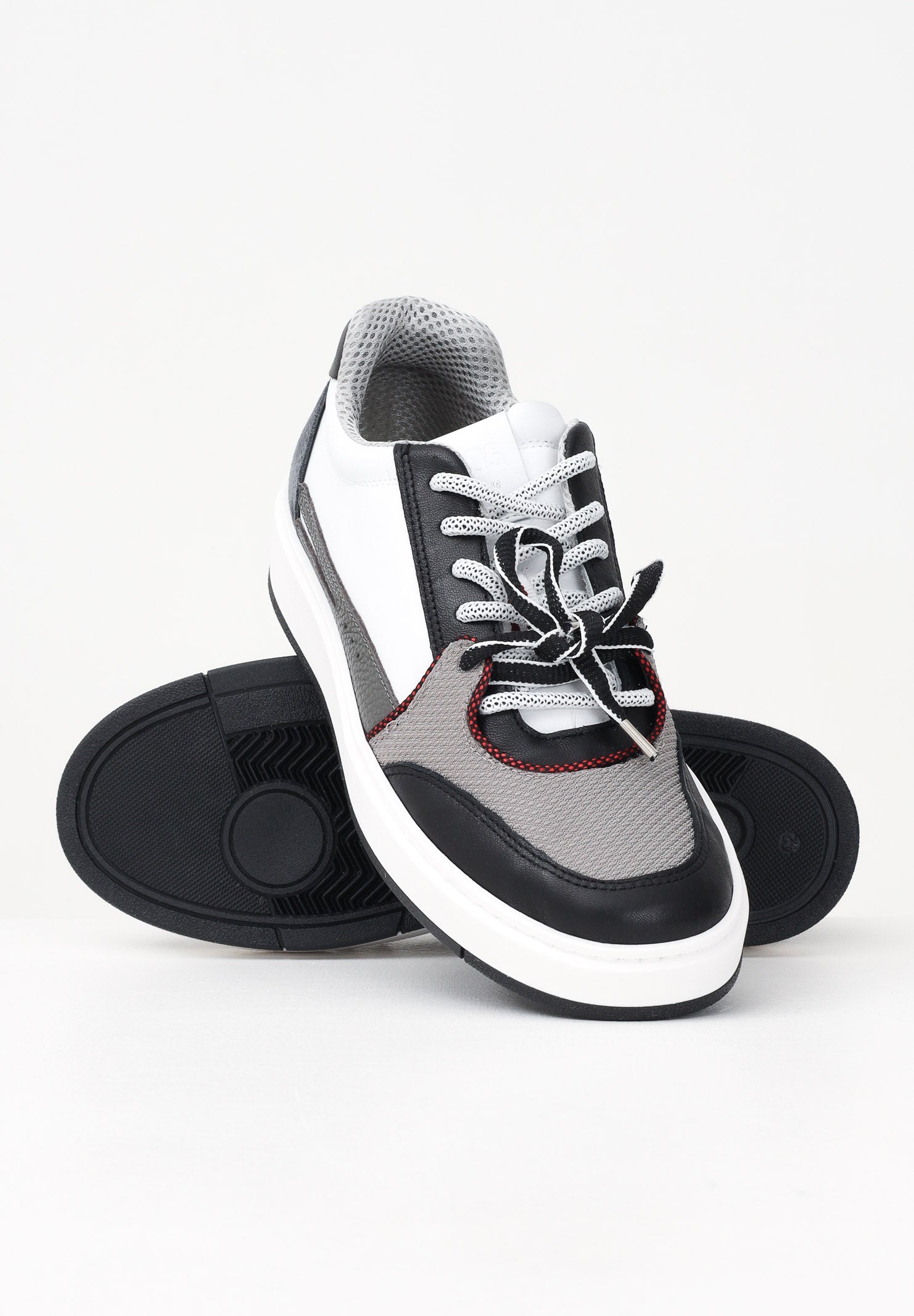 GCDS Sneakers bianche, nere e grigie da uomo con logo B1EU4203AF3 09 GCDS