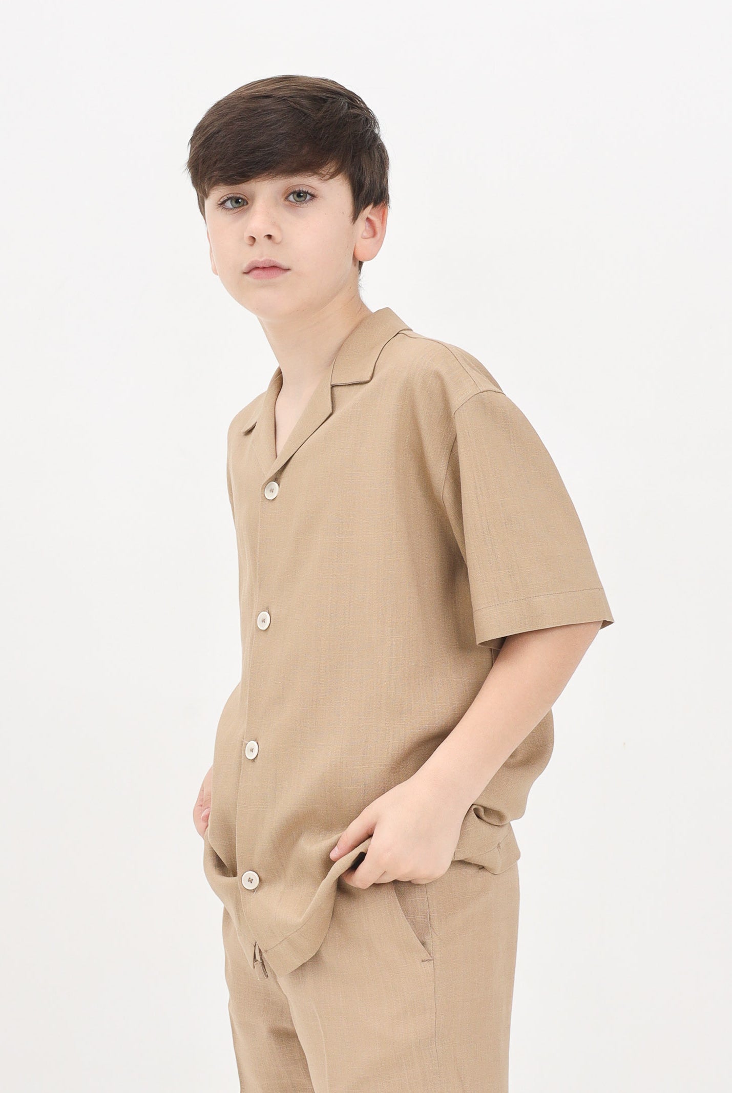 I'M BRIAN Camicia a manica corta beige da bambino CA3283J 0025 I'M BRIAN