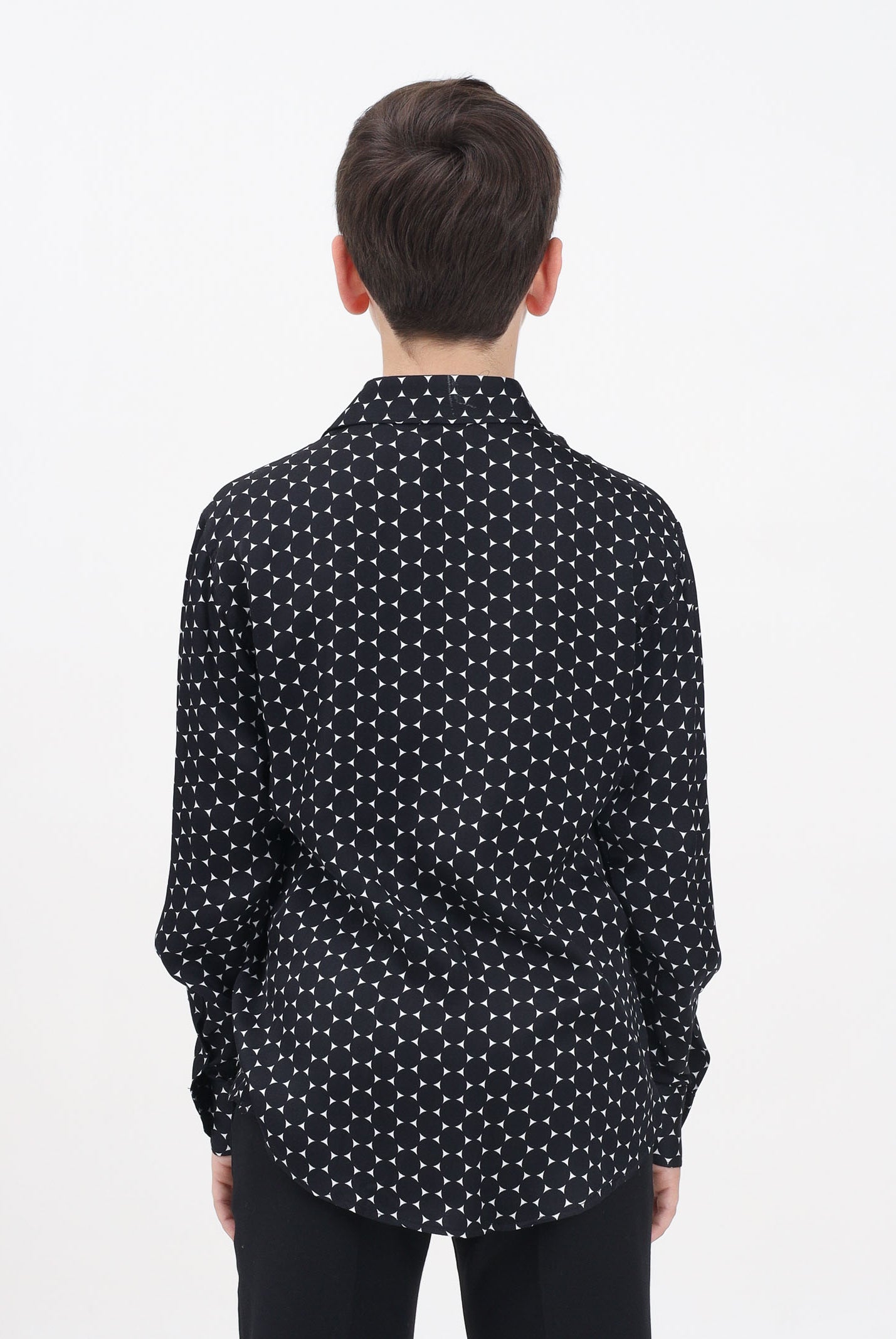 I'M BRIAN Camicia a manica lunga nera da bambino con stampa geometrica CA3305J 0028 I'M BRIAN
