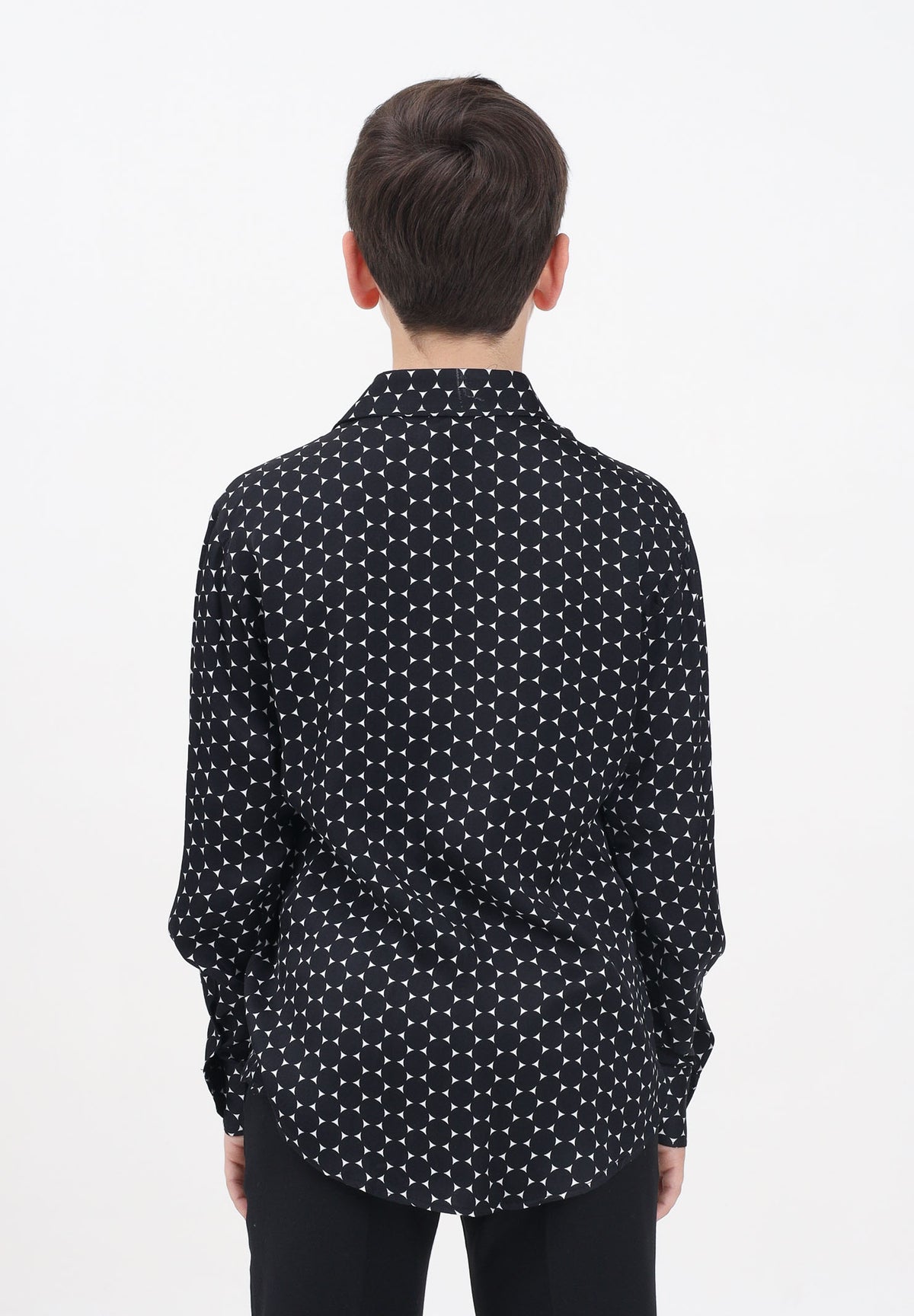 I'M BRIAN Camicia a manica lunga nera da bambino con stampa geometrica CA3305J 0028 I'M BRIAN