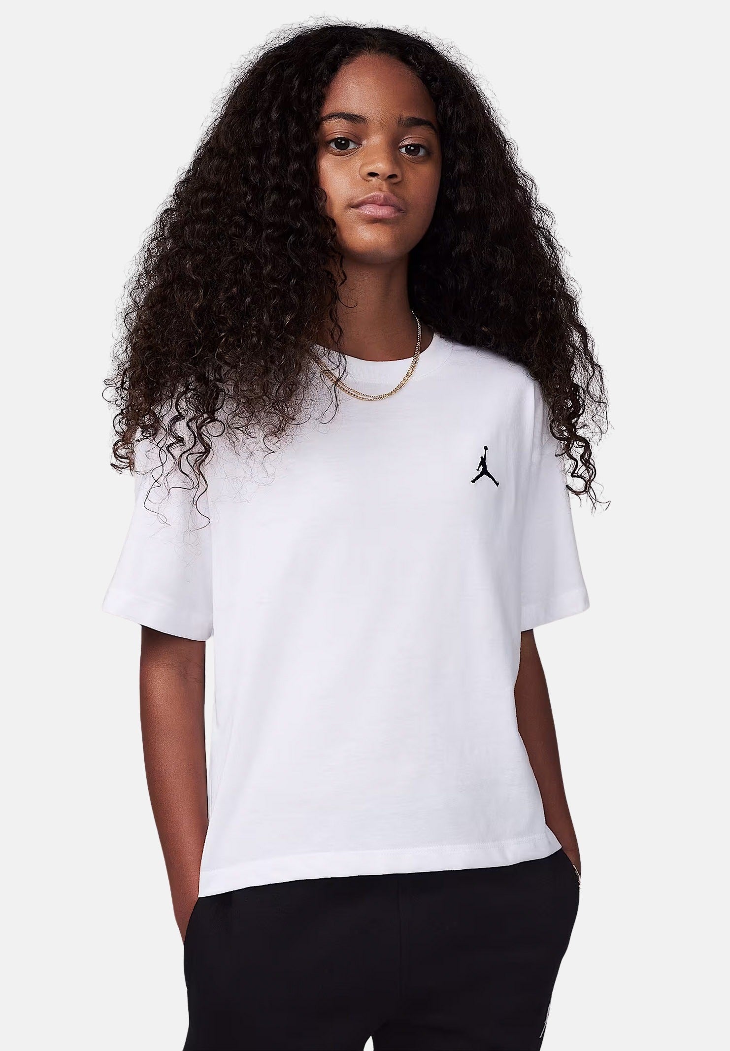 JORDAN T-shirt a manica corta Brooklyn Essentials bianca da bambina 45D311 001 JORDAN