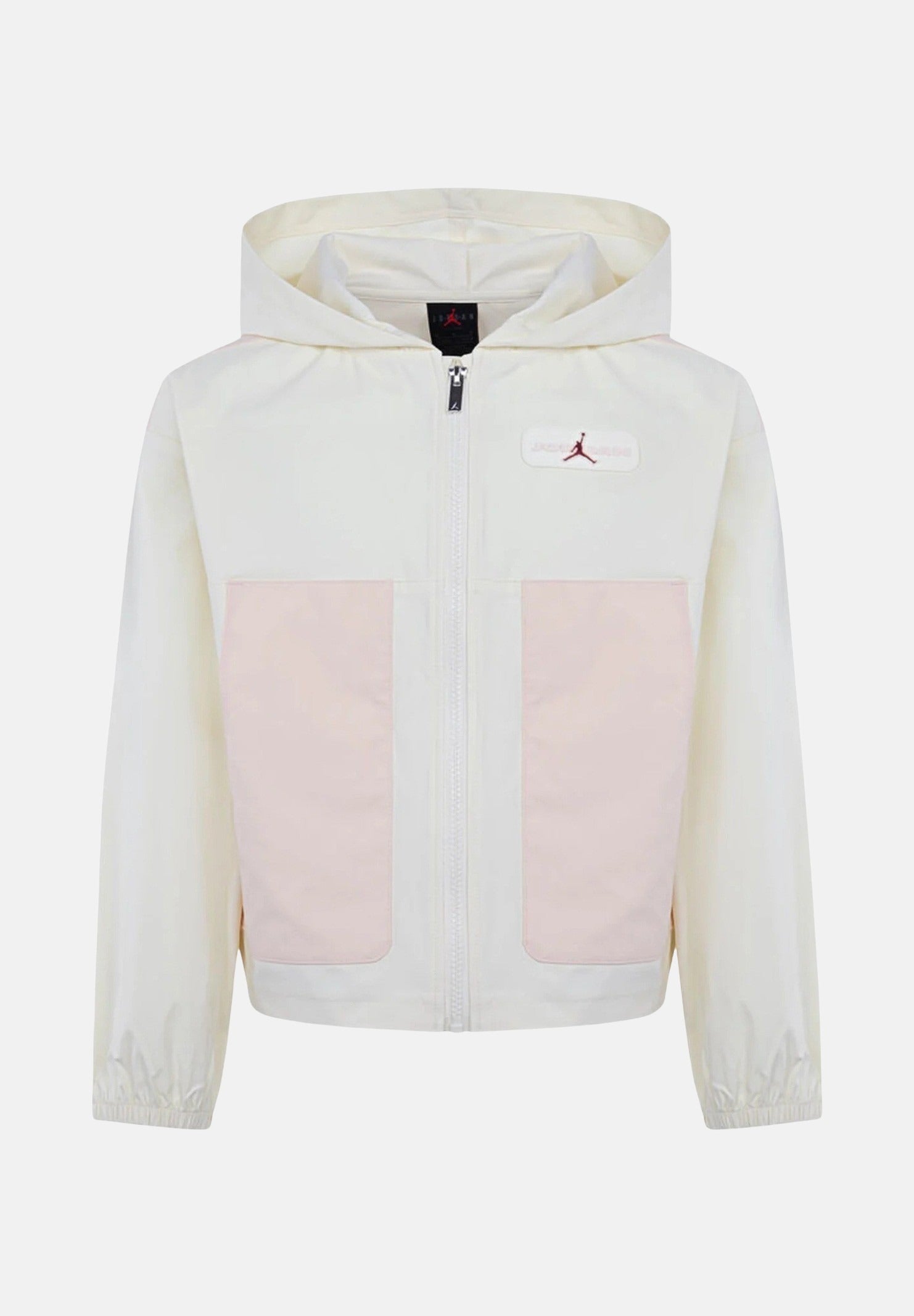 JORDAN Felpa con zip in tessuto utility bianca da bambina con logo 45D693 W3Z JORDAN