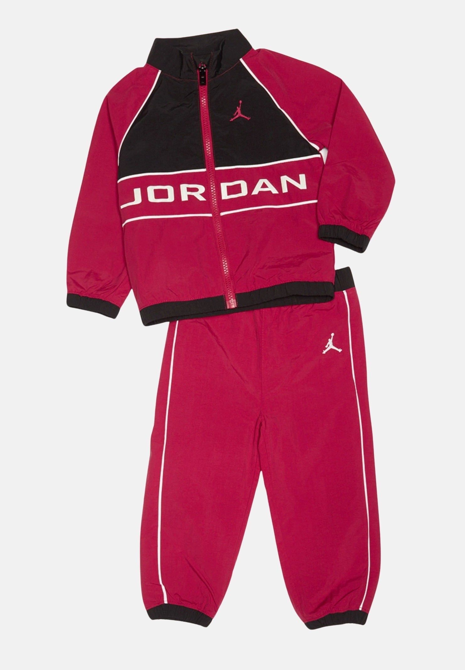JORDAN Tuta WIND BREAKER PIPING rossa per bambino e bambina 85D763 R78 JORDAN