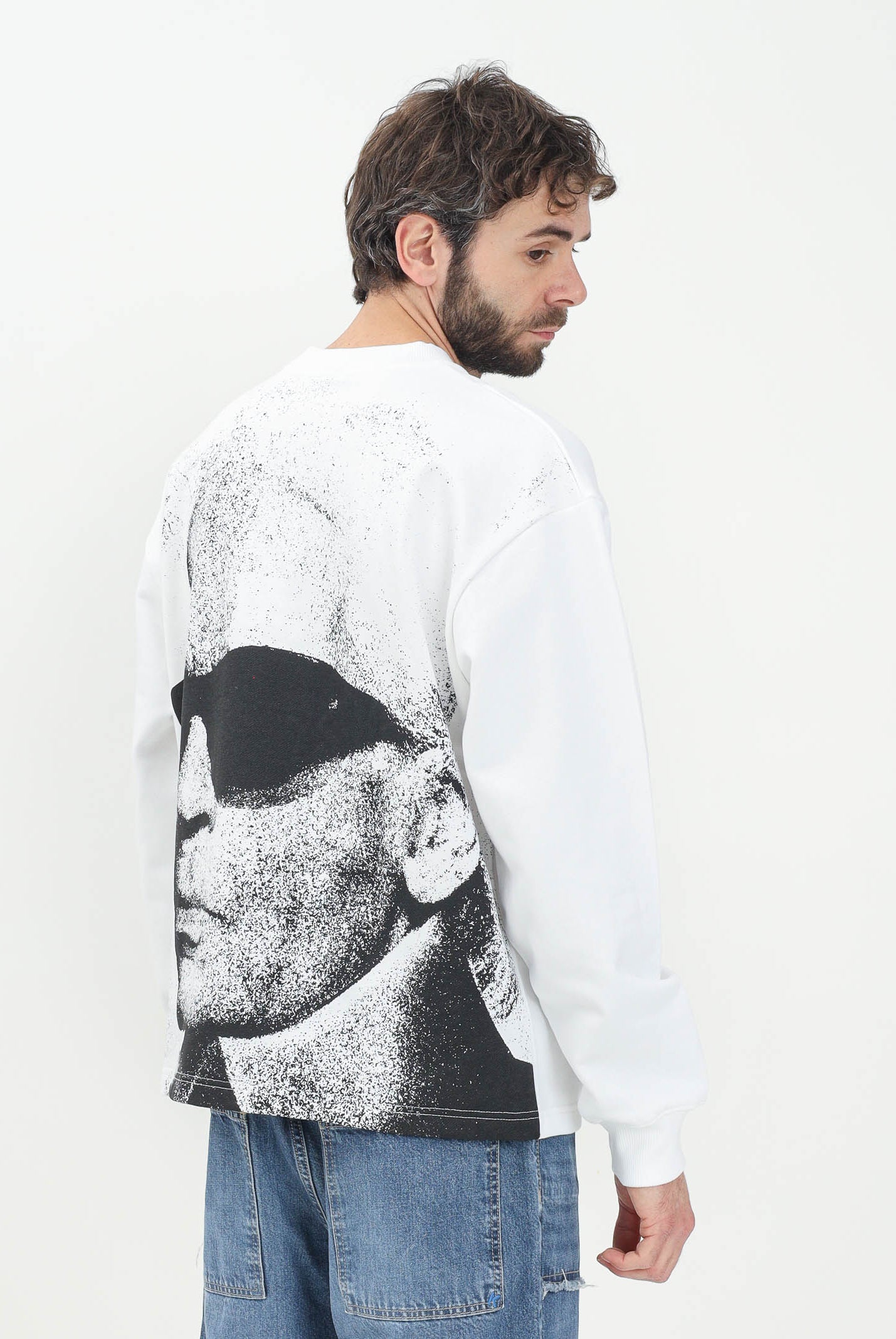 KARL LAGERFELD Felpa girocollo bianca da uomo con stampa Karl Lagerfeld KLA1M20070 100 KARL LAGERFELD