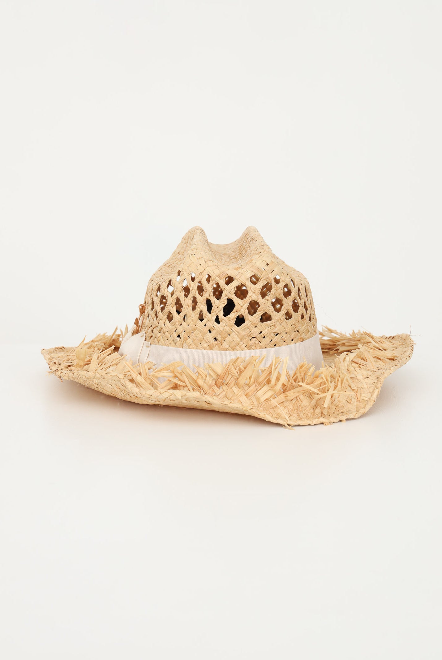 LUNATIQUE Cappello in paglia da donna con lavorazione traforata e fiocco NADYRA BEIGE LUNATIQUE
