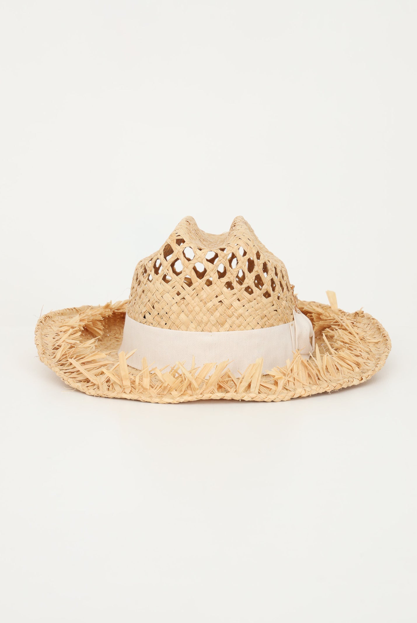 LUNATIQUE Cappello in paglia da donna con lavorazione traforata e fiocco NADYRA BEIGE LUNATIQUE