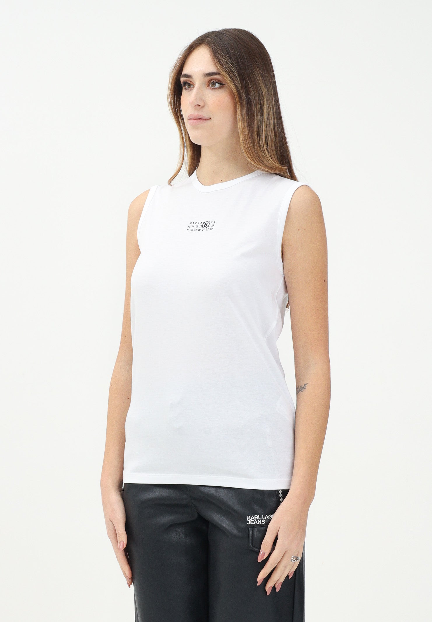MAISON MARGIELA Canotta bianca per donna, ragazzi e bambini con stampa Numeric M60575MM009 M6100 MAISON MARGIELA