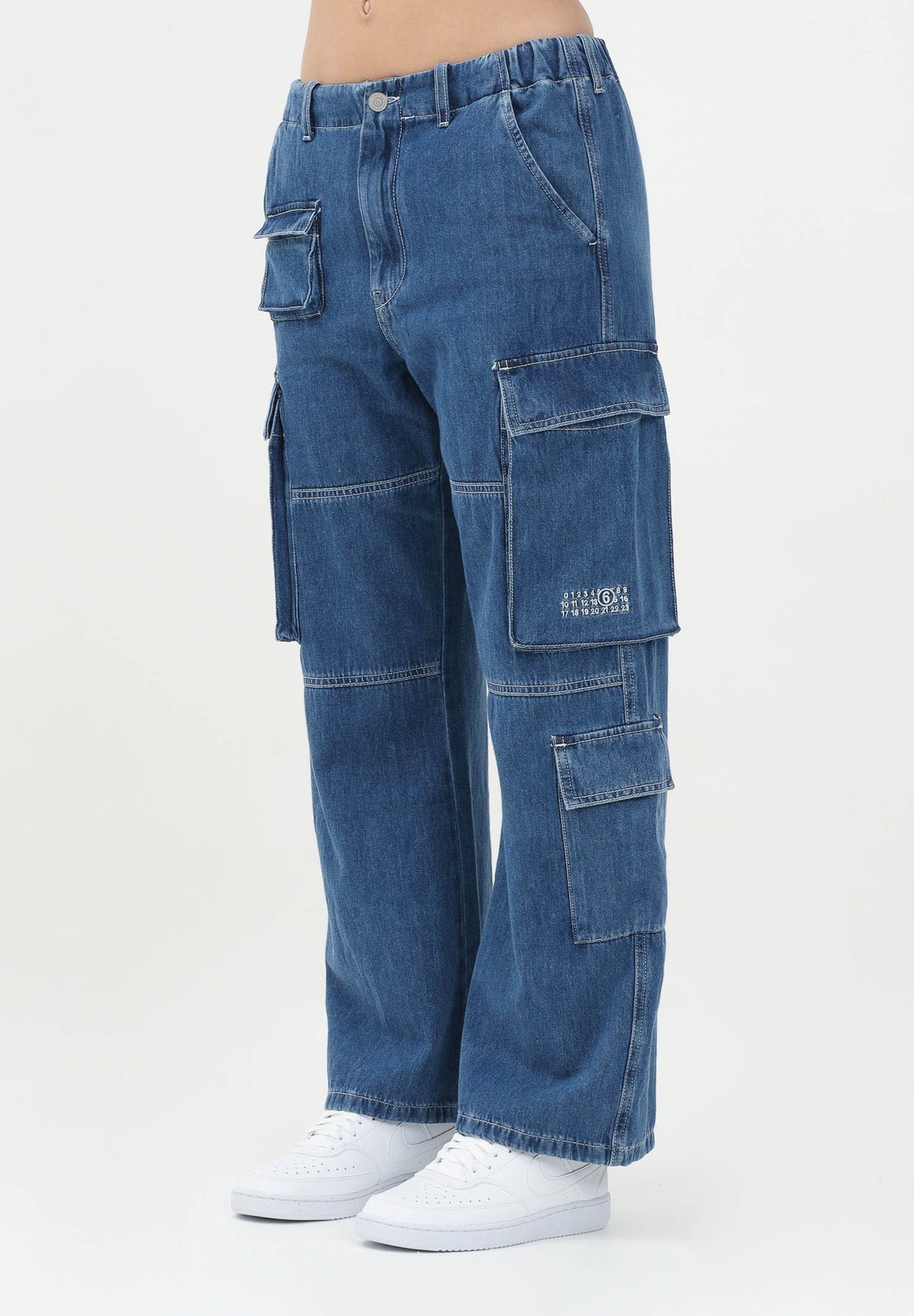 MAISON MARGIELA Jeans cargo in denim blu medio chiaro per donne, ragazze e bambine M60793MM04S M601 MAISON MARGIELA