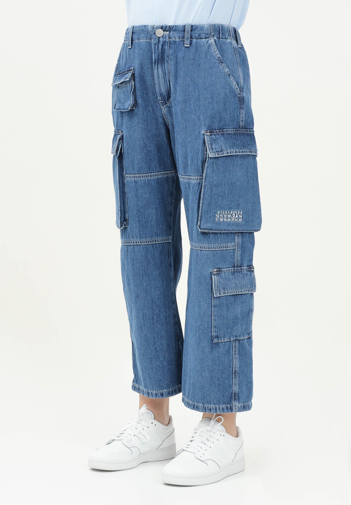 MAISON MARGIELA Jeans cargo in denim blu medio chiaro per donne, ragazze e bambine M60793MM04S M601 MAISON MARGIELA