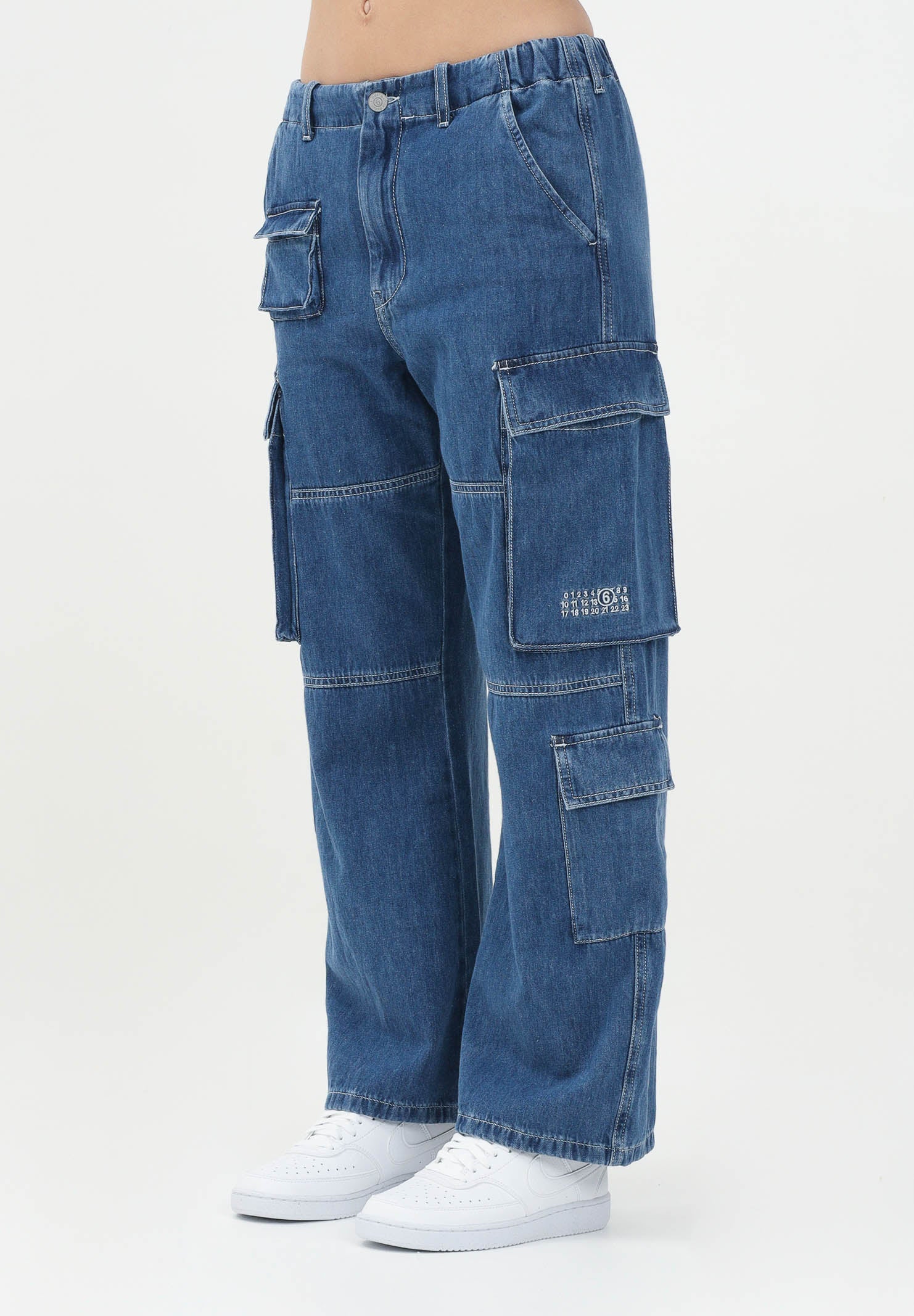 MAISON MARGIELA Jeans cargo in denim blu medio chiaro per donne, ragazze e bambine M60793MM04S M601 MAISON MARGIELA