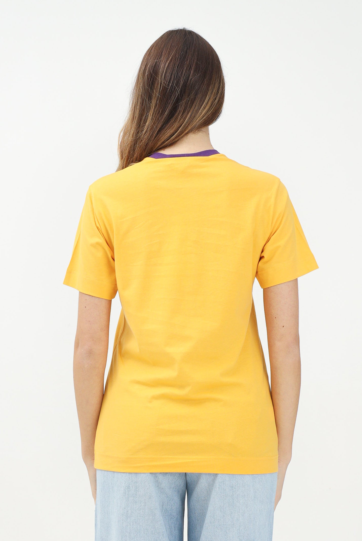 MARNI T-shirt a manica corta gialla per donna, ragazzi e bambini con logo a contrasto M01412M00HZ 0M219 MARNI