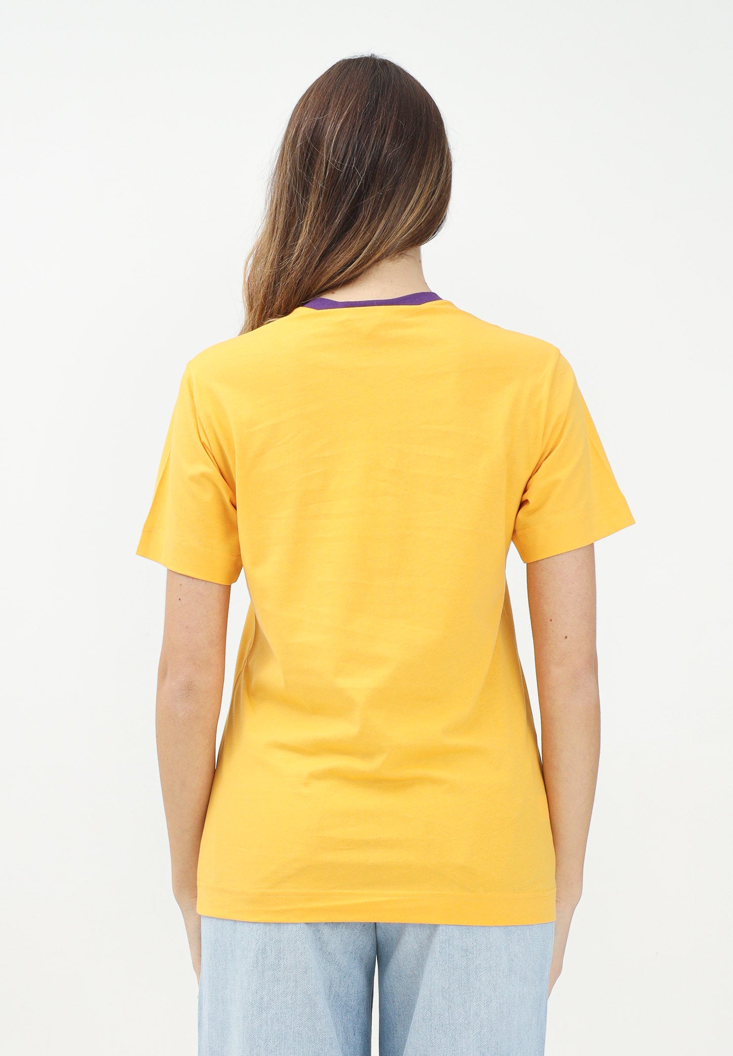 MARNI T-shirt a manica corta gialla per donna, ragazzi e bambini con logo a contrasto M01412M00HZ 0M219 MARNI