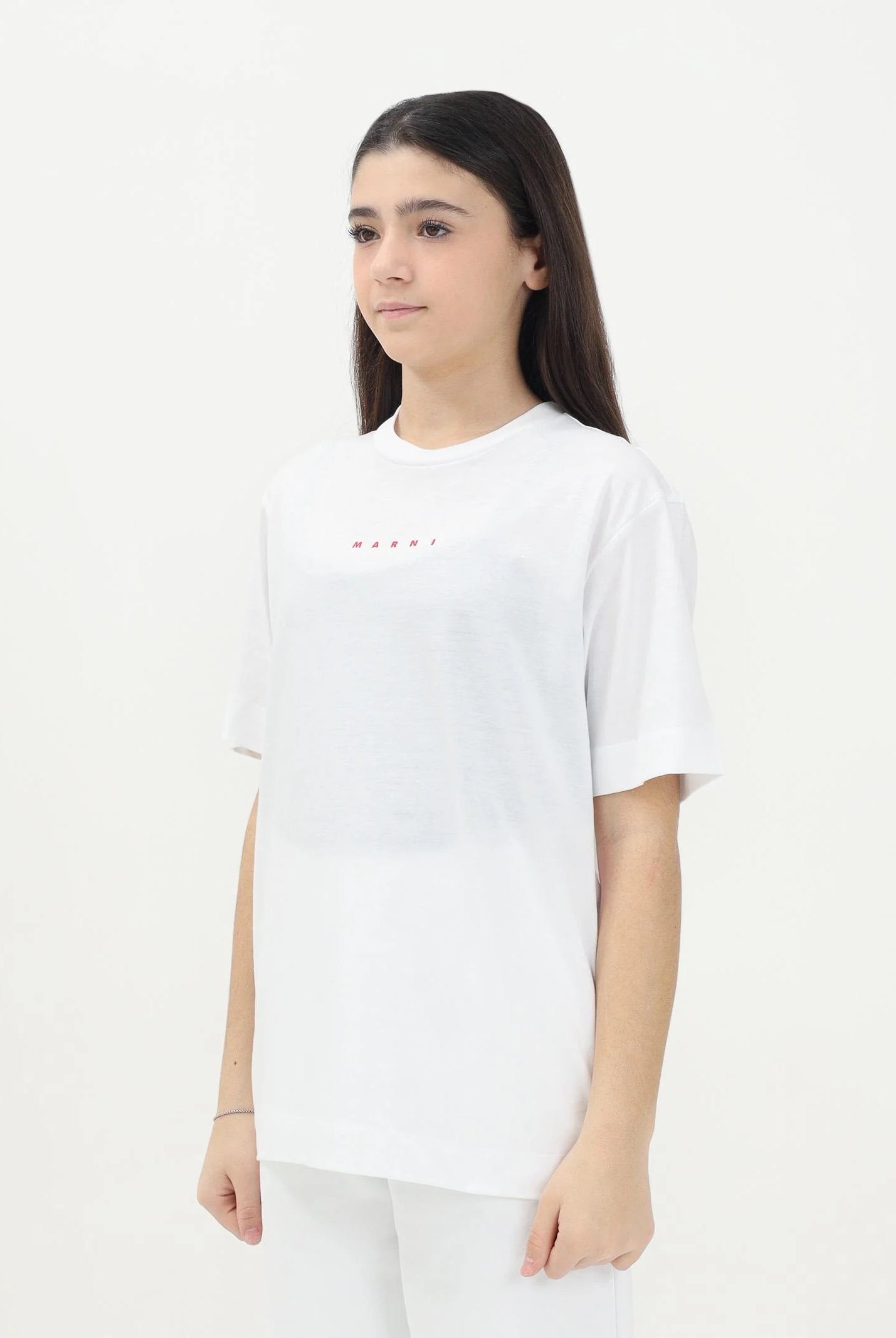 MARNI T-shirt a manica corta bianca per donna, ragazzi e bambini con stampa logo M01413M00RF 0M100 MARNI