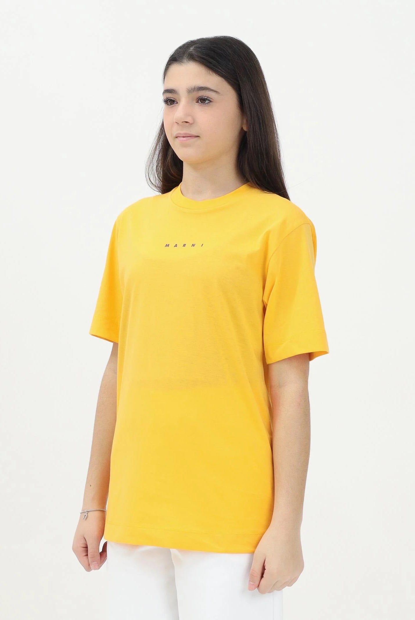 MARNI T-shirt a manica corta gialla per donna, ragazzi e bambini con stampa logo M01413M00RF 0M219 MARNI