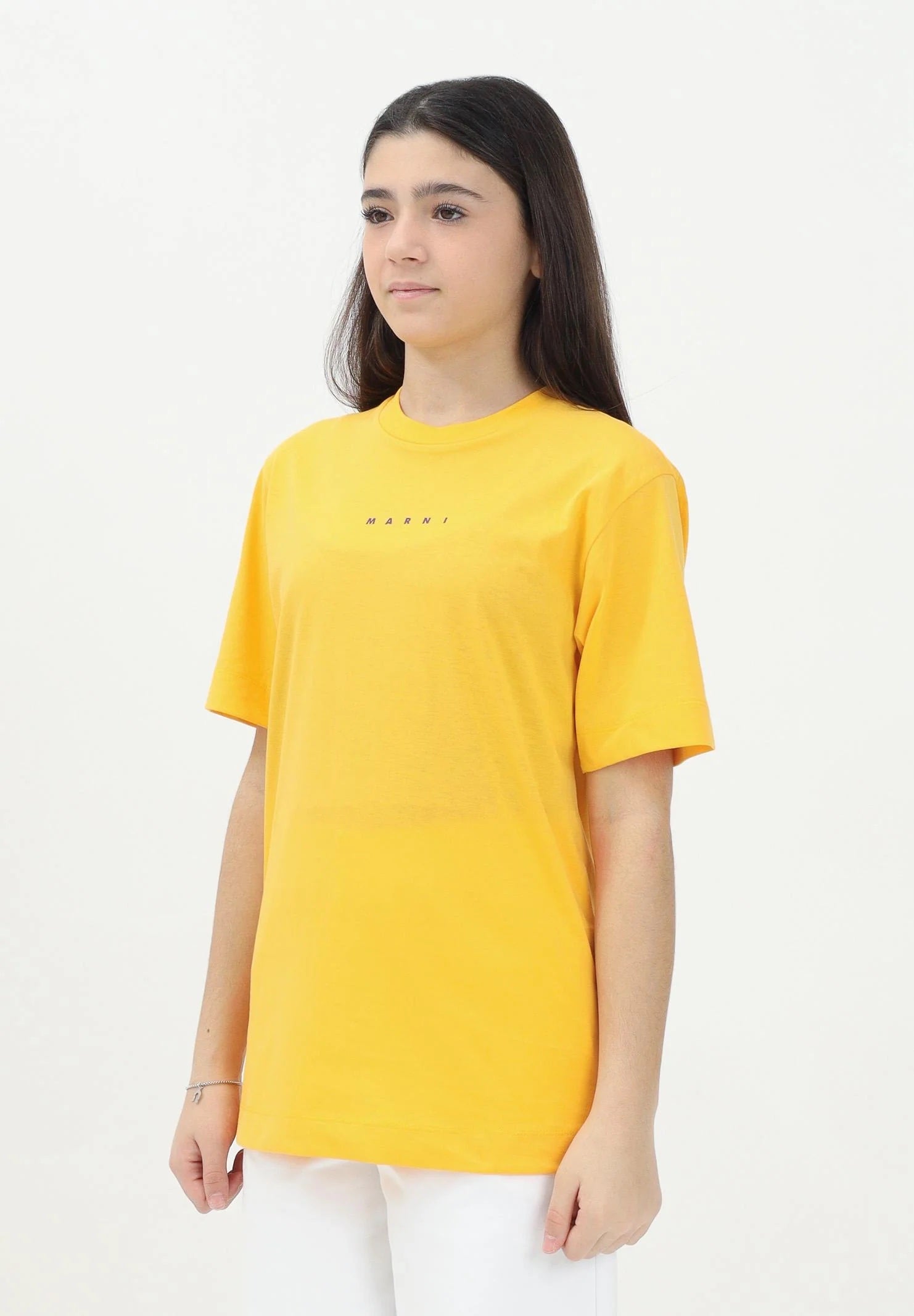 MARNI T-shirt a manica corta gialla per donna, ragazzi e bambini con stampa logo M01413M00RF 0M219 MARNI