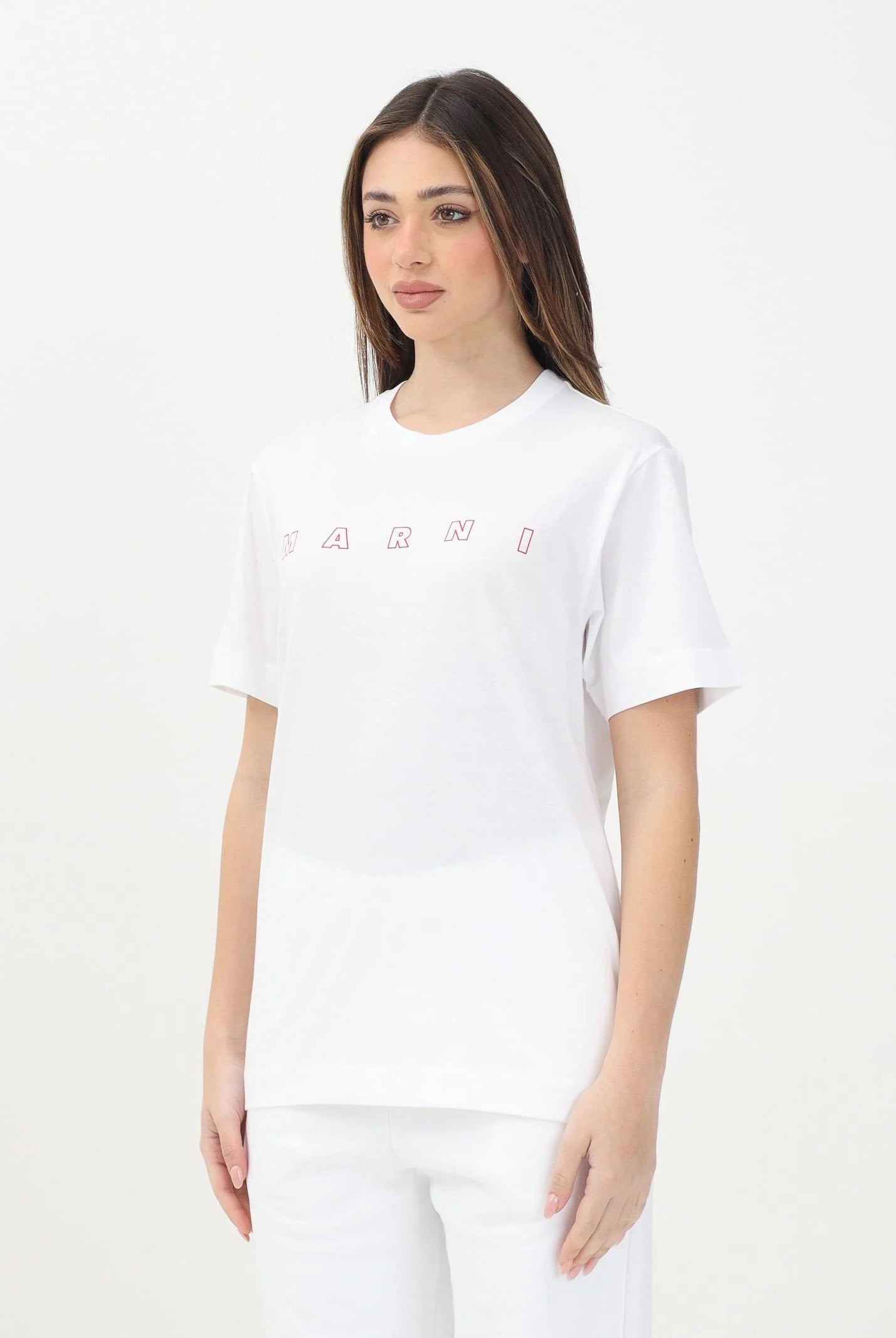 MARNI T-shirt a manica corta bianca per donna, ragazzi e bambine con logo Marni Outline M01466M00RF 0M100 MARNI