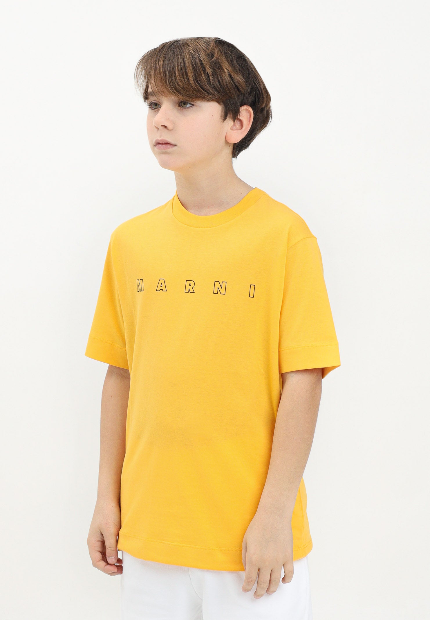 MARNI T-shirt a manica corta gialla per donna, ragazzi e bambine con logo Marni Outline M01466M00RF 0M219 MARNI