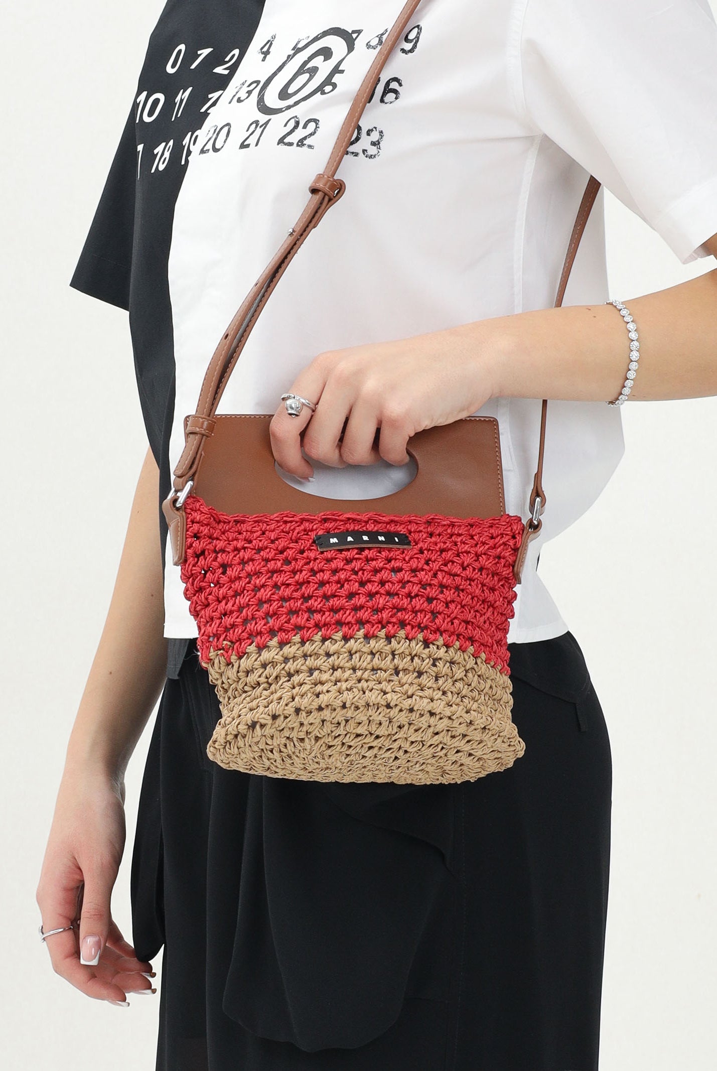MARNI Borsa leggera in tessuto effetto rafia bicolor da donna M01475M00UH 0M416 MARNI