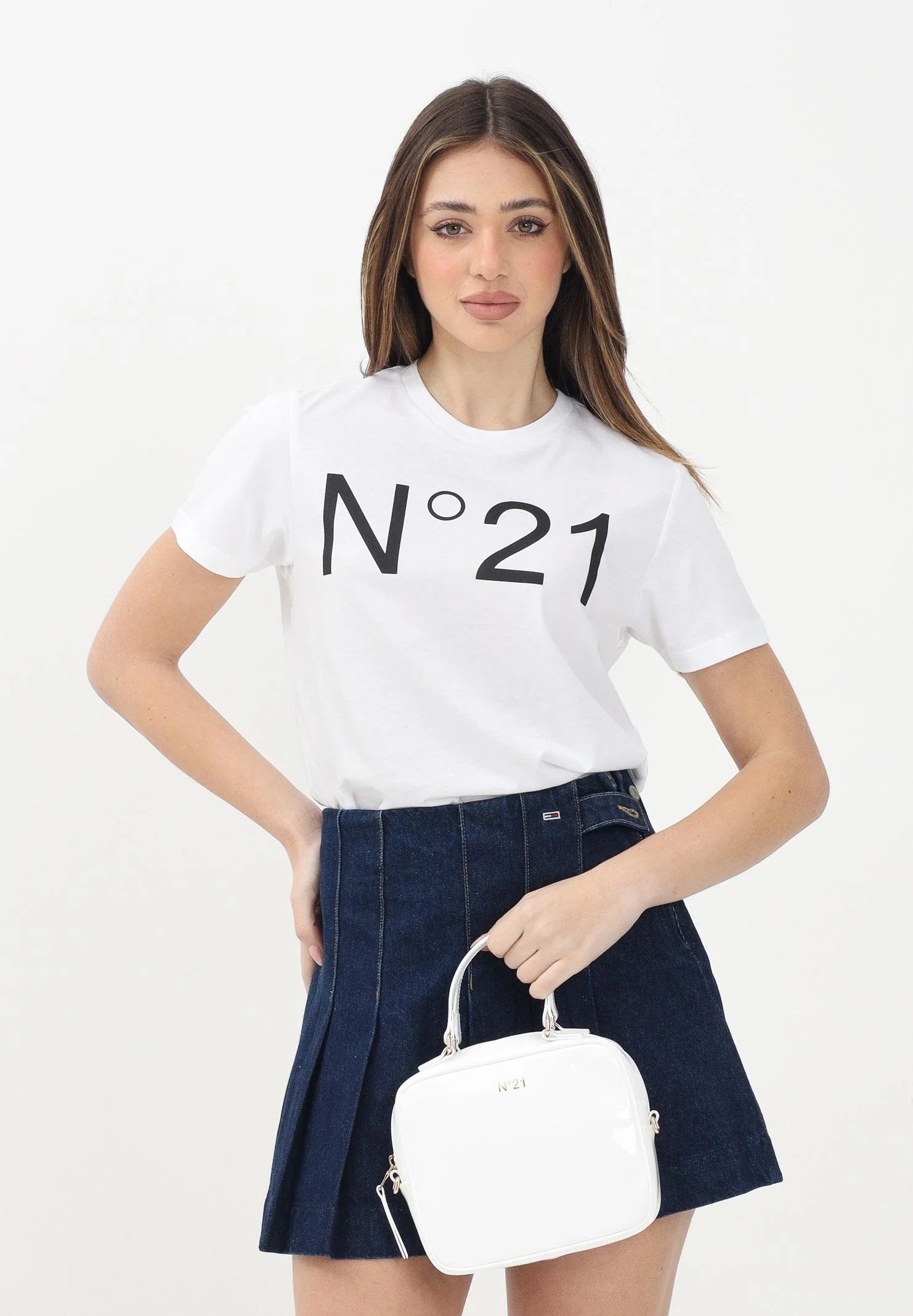 N21 T-shirt a manica corta bianca per donna, ragazzi e bambini con stampa logo N21173N0153 0N100 N21