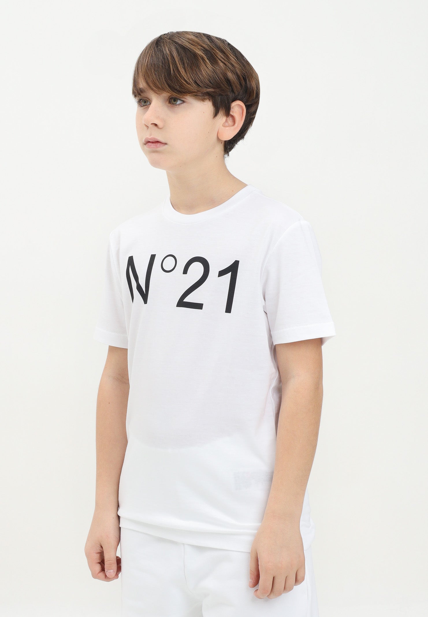 N21 T-shirt a manica corta bianca per donna, ragazzi e bambini con stampa logo N21173N0153 0N100 N21